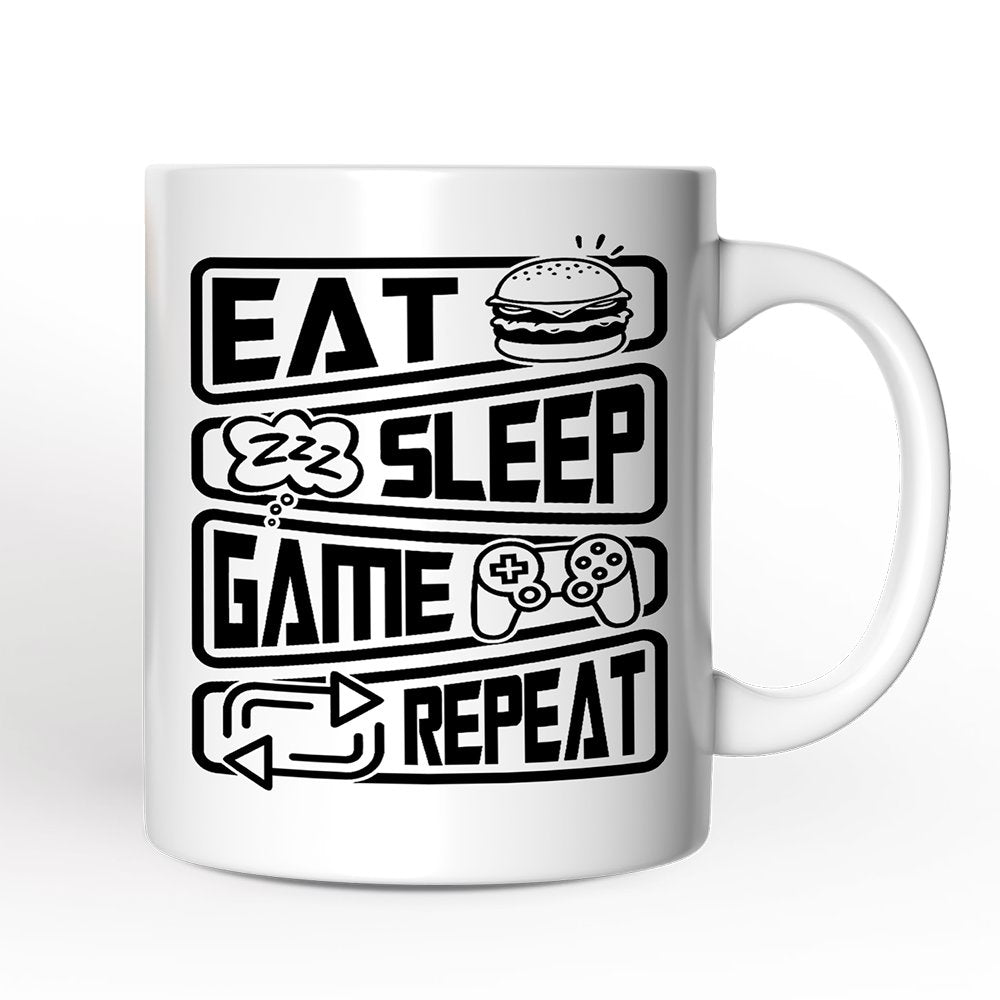 Eat Sleep Game Repeat Mug, Funny Gamer Gift