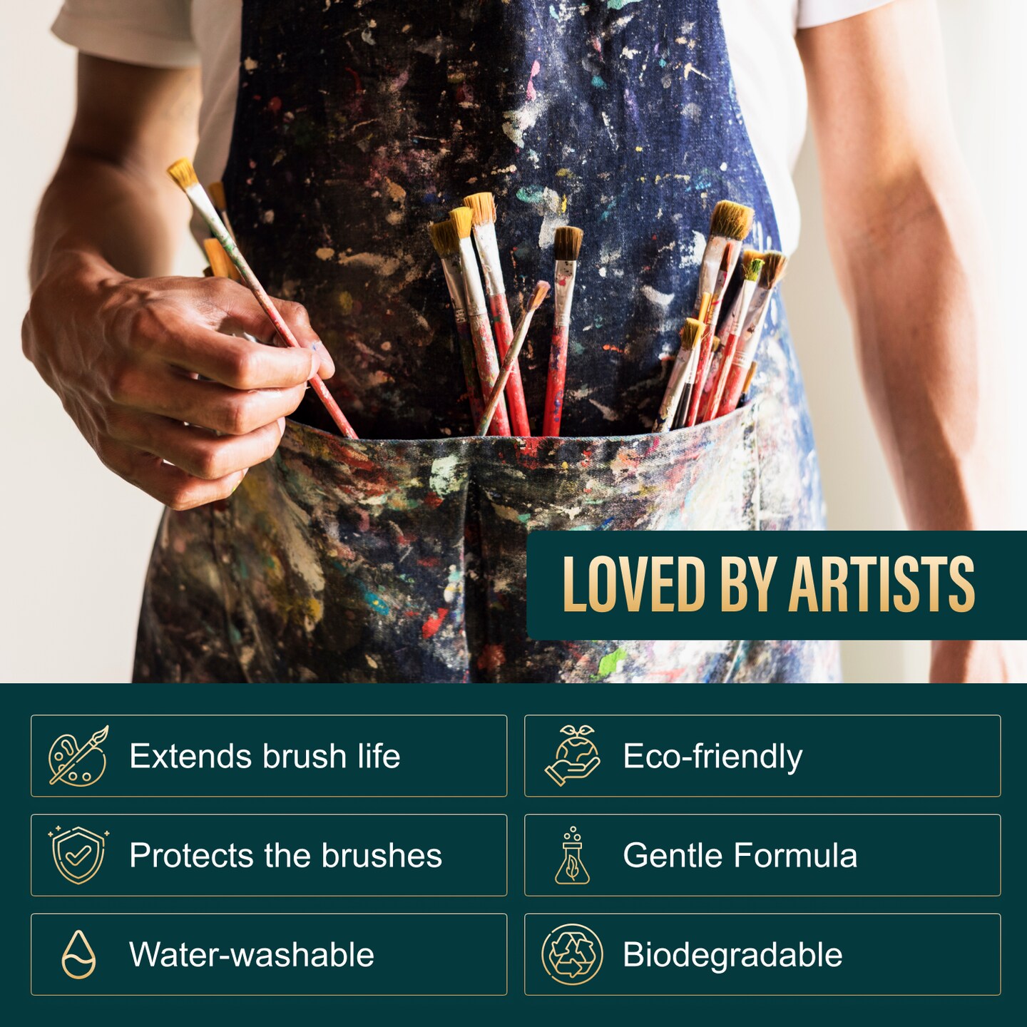 Oil Paint Brush Cleaner and Restorer-Paintbrush Cleaner for Acrylic, Oil, and Glass Paints-Biodegradable, Non-Toxic, Odorless, Eco-Friendly, Quick-Clean Formula Paint Remover