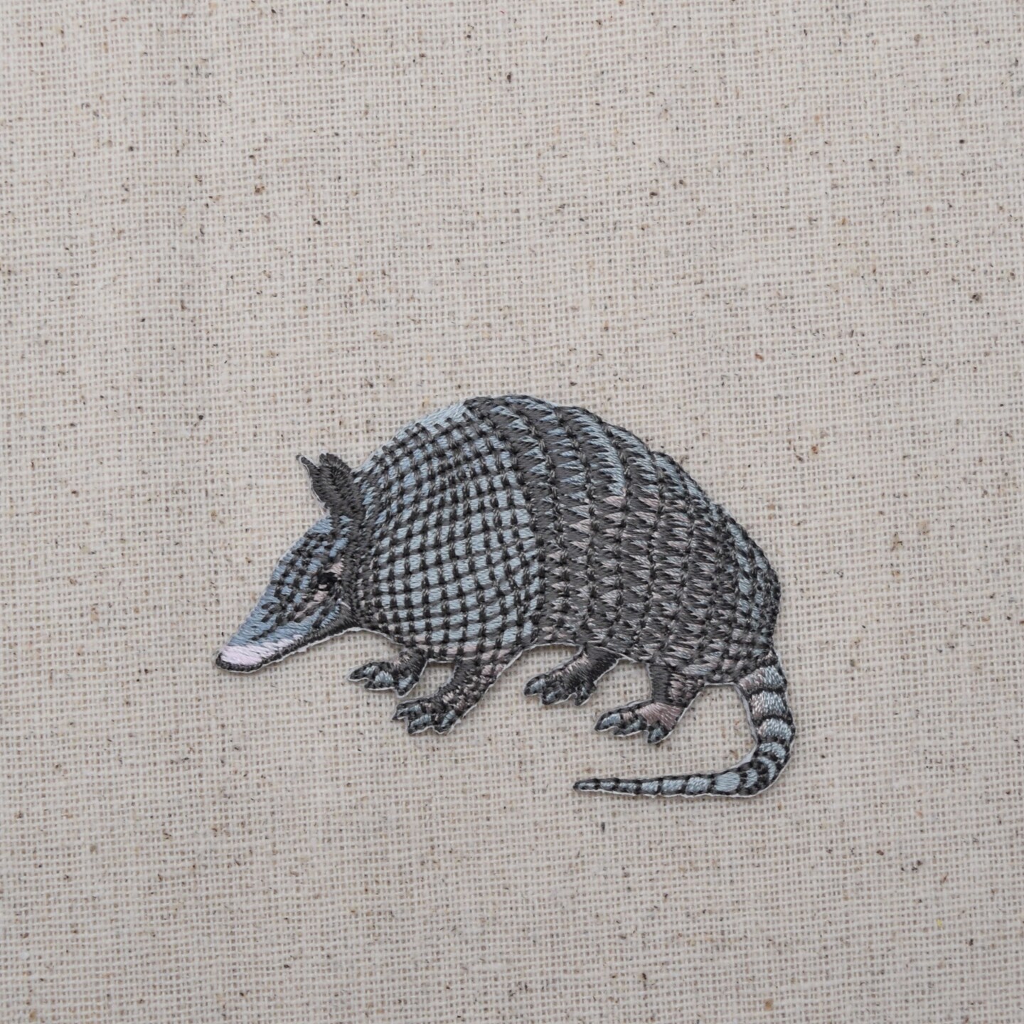Nine Banded Armadillo - Facing Left, Embroidered, Iron on Patch