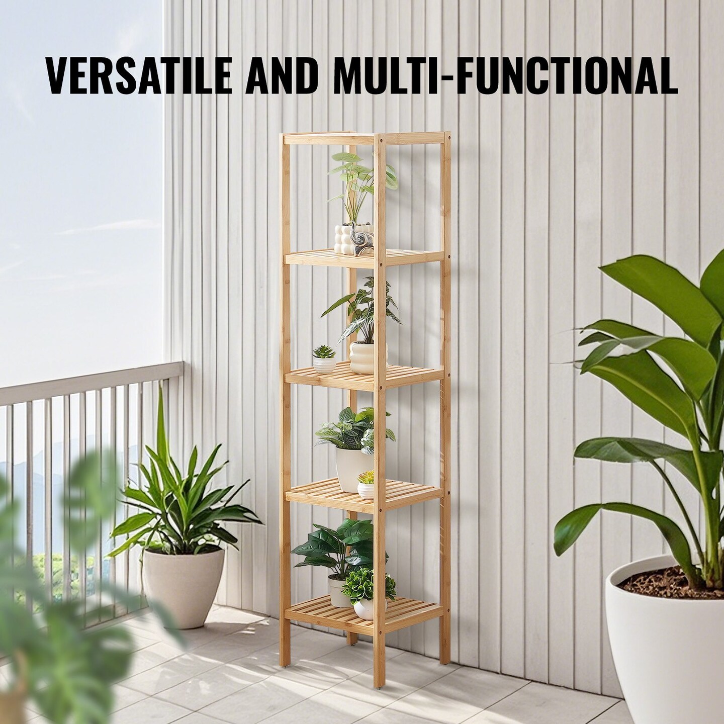 5 Tier Wicker Bathroom Shelf Freestanding Storage Rack Organizer