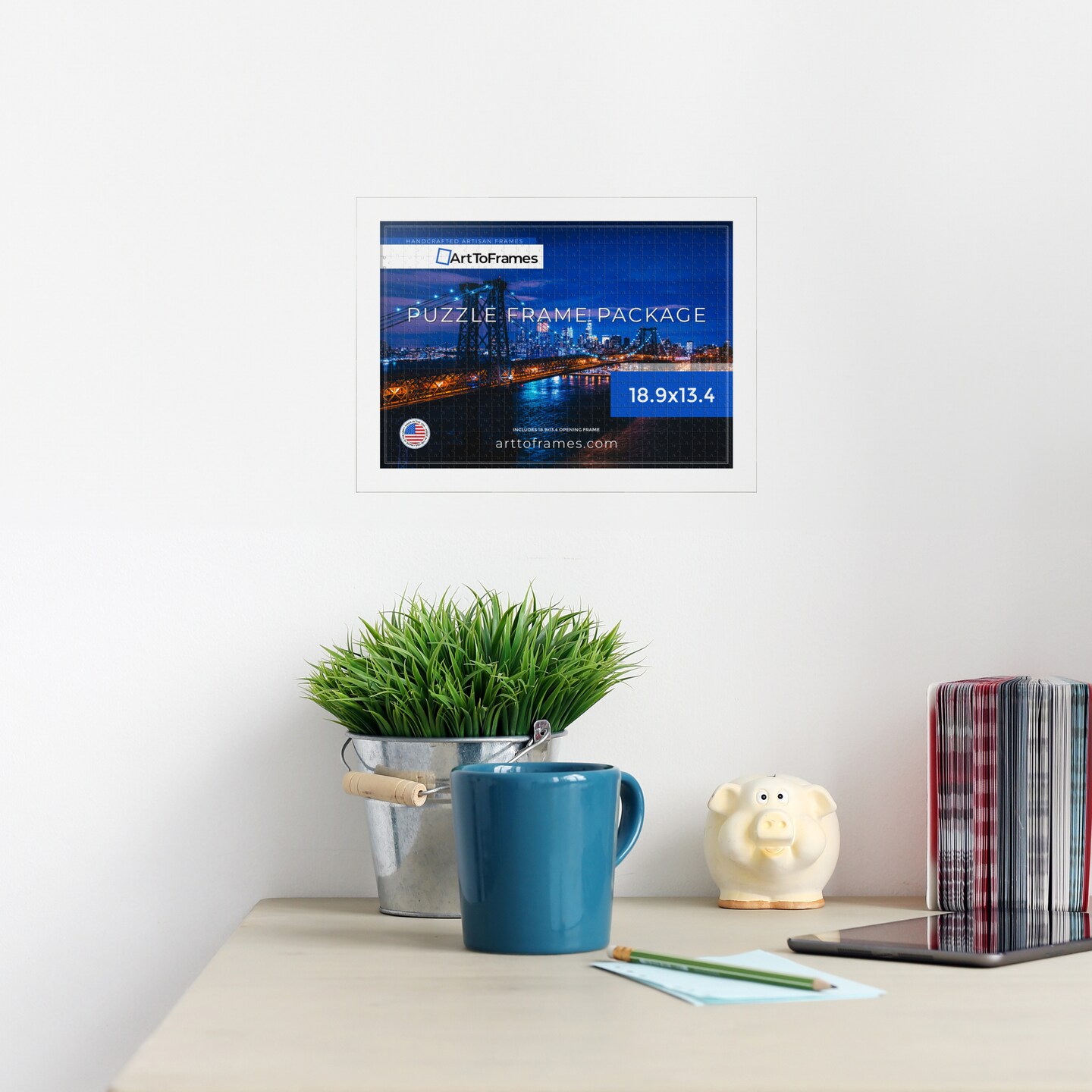 ArtToFrames 18.9x13.4 INCH / 48x34 CM Puzzle Frame for 500 piece Puzzles.This 1.25 Inch Custom MDF Frame for Puzzles Comes with Regular Glass, Available in Multiple Colors