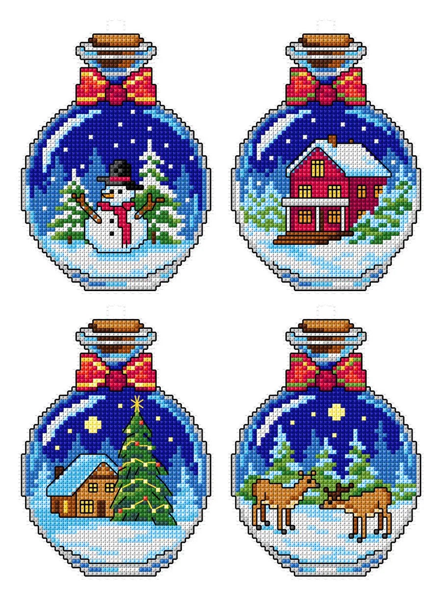 Christmans Bottles Counted cross stitch kit with plastic canvas
