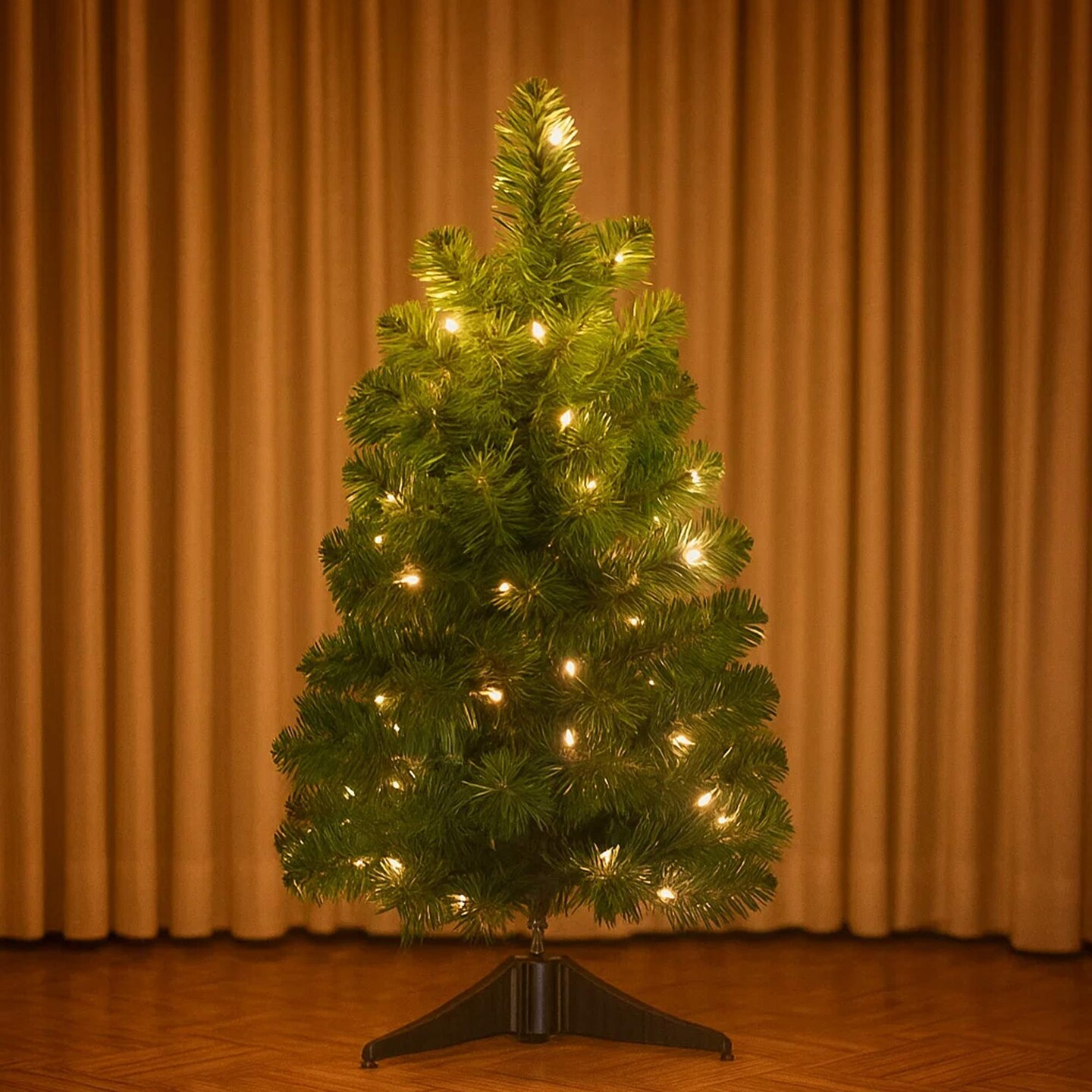 24" Pre-Lit Tabletop Ombre Green Christmas Tree with Warm White LED Lights