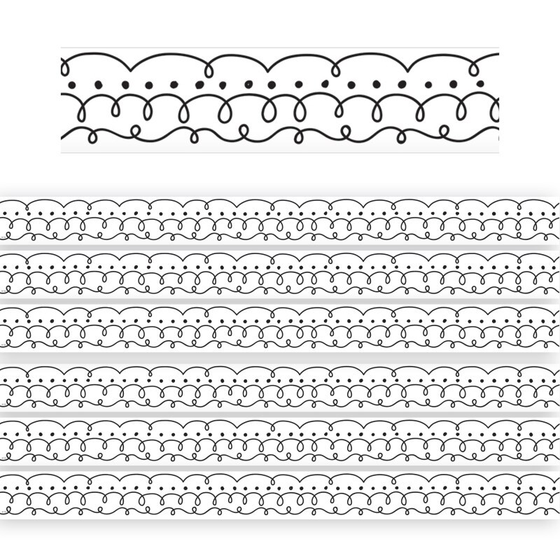 Squiggles and Dots Die-Cut Border Trim, 35 Feet Per Pack, 6 Packs