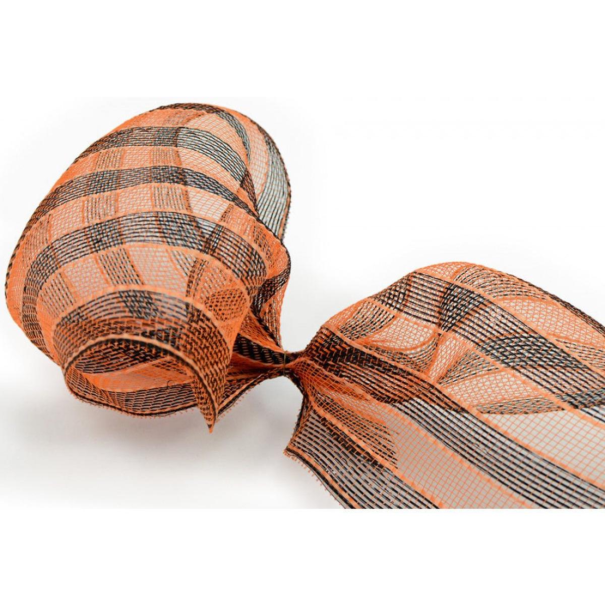 10&#x22; Poly Deco Mesh Ribbon: Orange and Black Stripes
