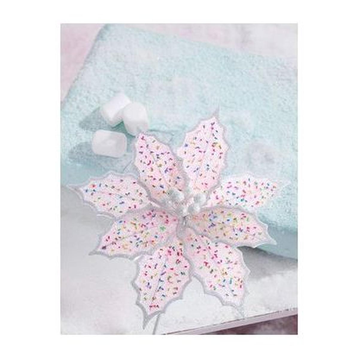 14&#x22; Pink Frosted Poinsettia Pick