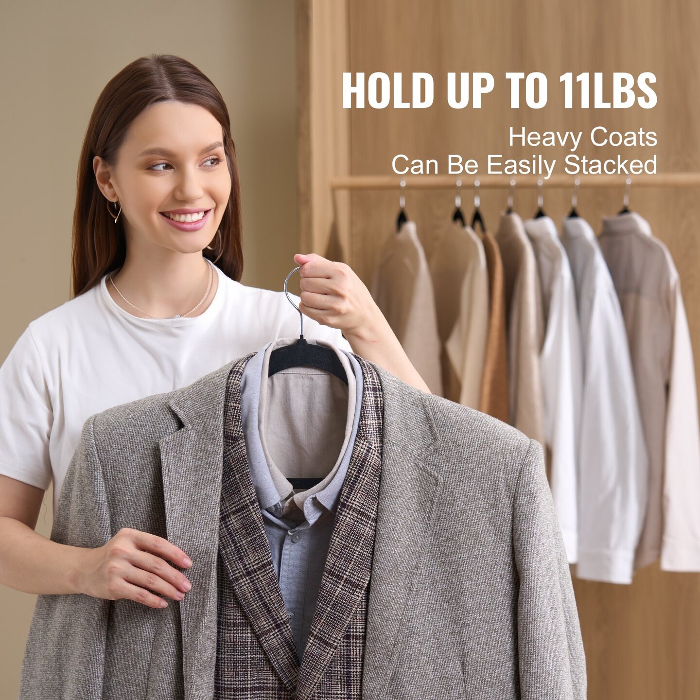 Black Velvet Slim Hangers Set of 50 Non-Slip Clothes Closet Hooks