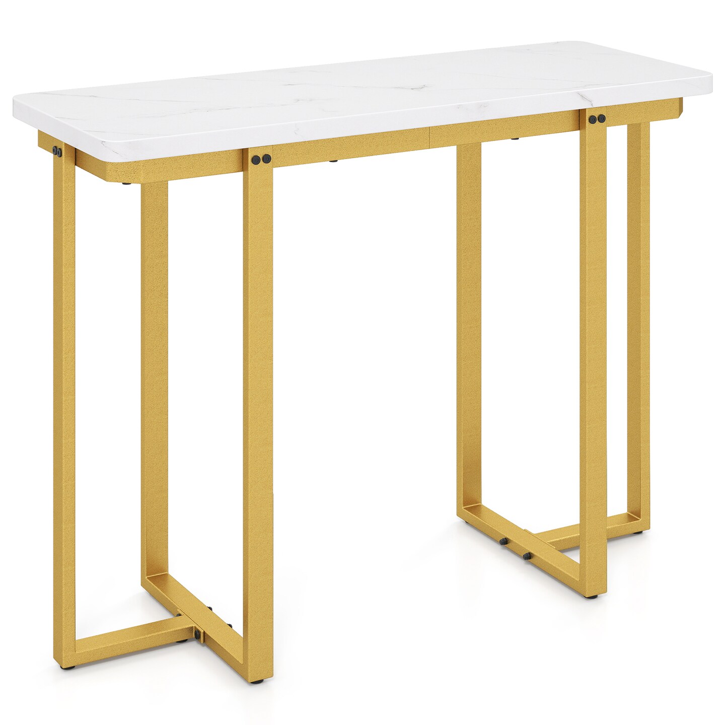 Modern Console Table with Faux Marble Top 42 Inch Entryway Hallway Table
