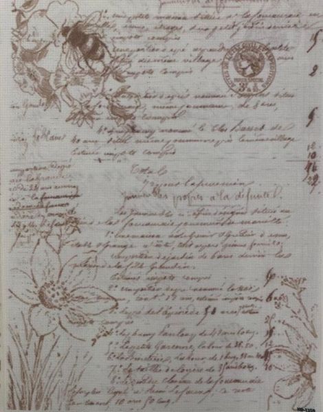 Timeless Script Designer Printed AIDA Fabric. Canvas for embroidery with an applied background KF-1359A