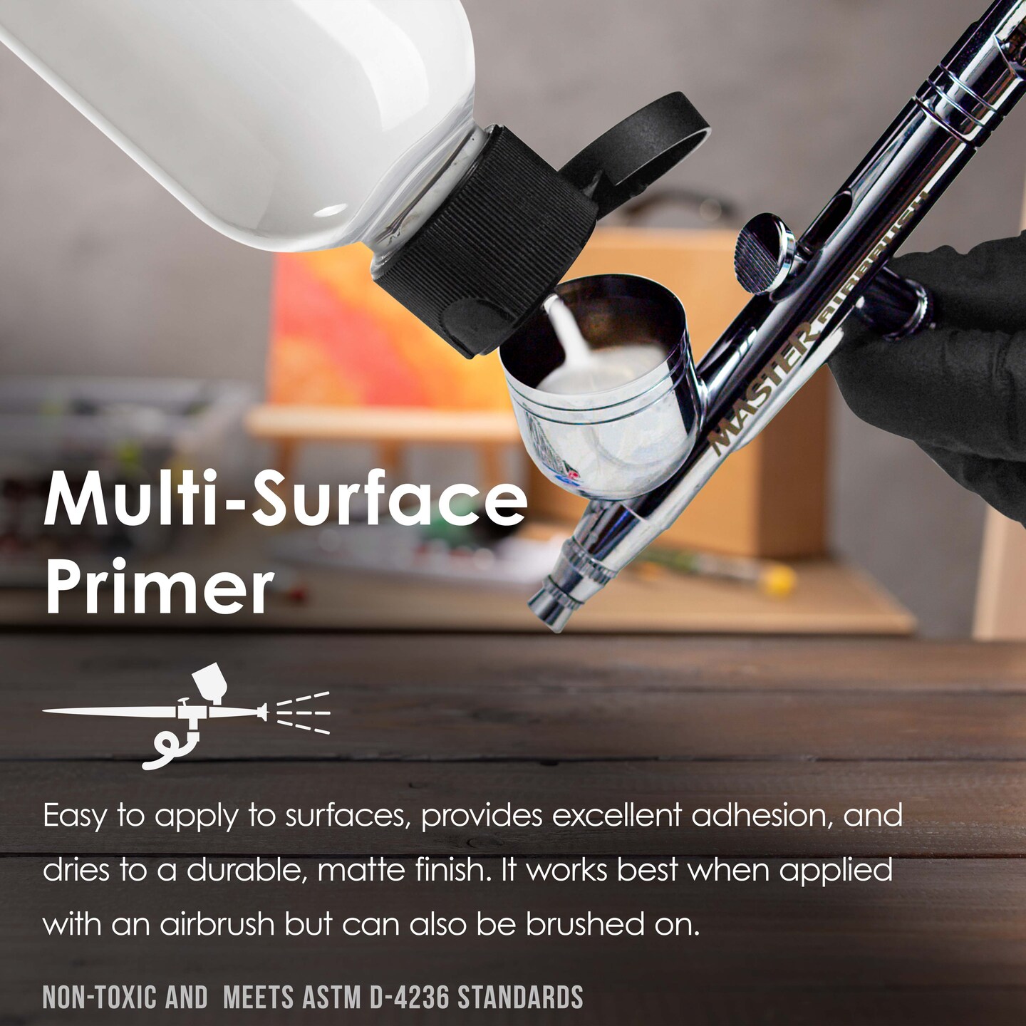 U.S. Art Supply Surface Primer Airbrush Paint Set - Black, White, Gray (4 oz) - Acrylic Primer Paint, Water-Based Acrylic Polyurethane for Miniatures, Models, Plastic, Metal, Wood, Canvas, 3D Prints