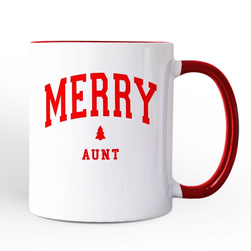 Merry Aunt Retro Christmas Mug, Matching Family Holiday Gift