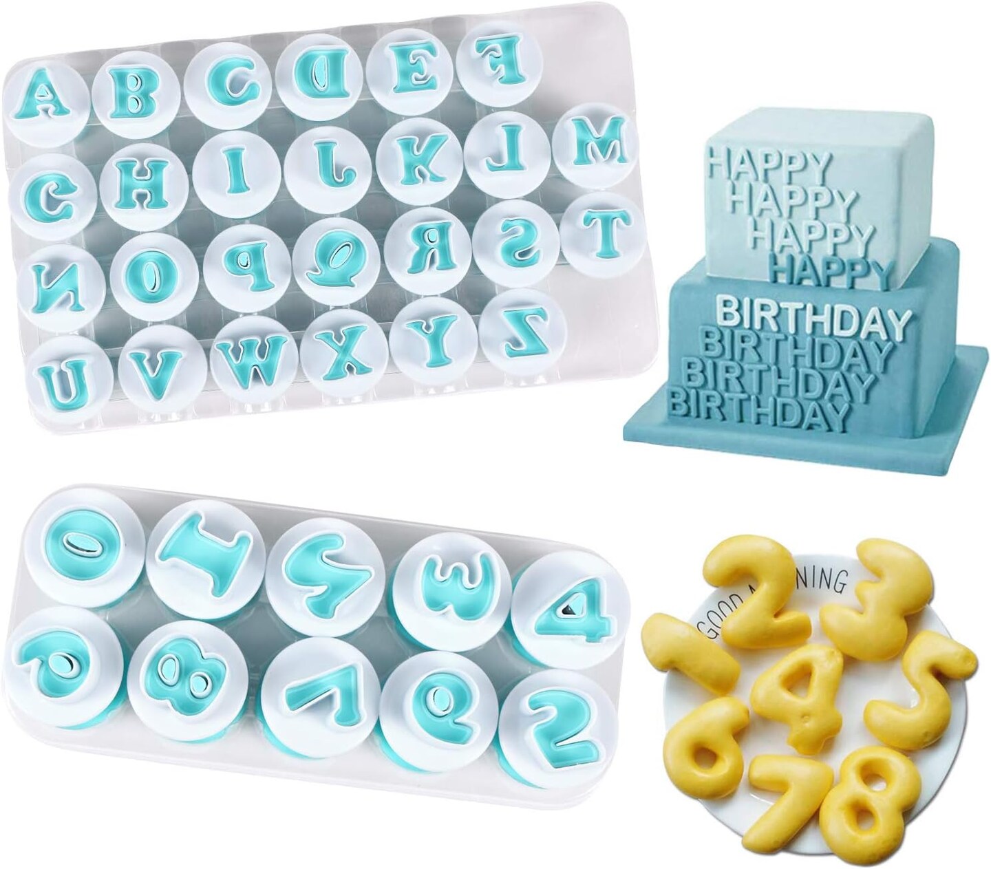 Alphabet Letter &#x26; Numbers Cake Mould Set 36 Pieces