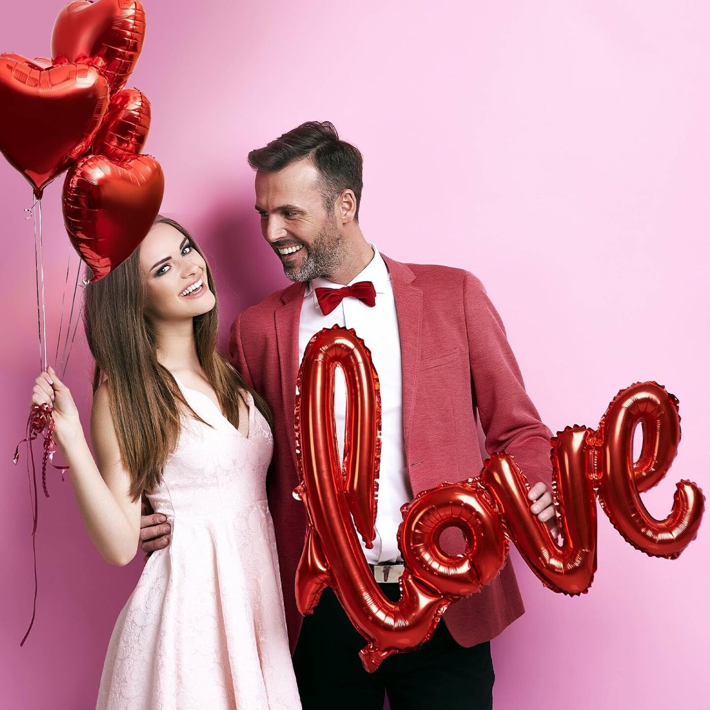 Red LOVE Foil Balloons and 18 Inch Red Heart Foil Balloons