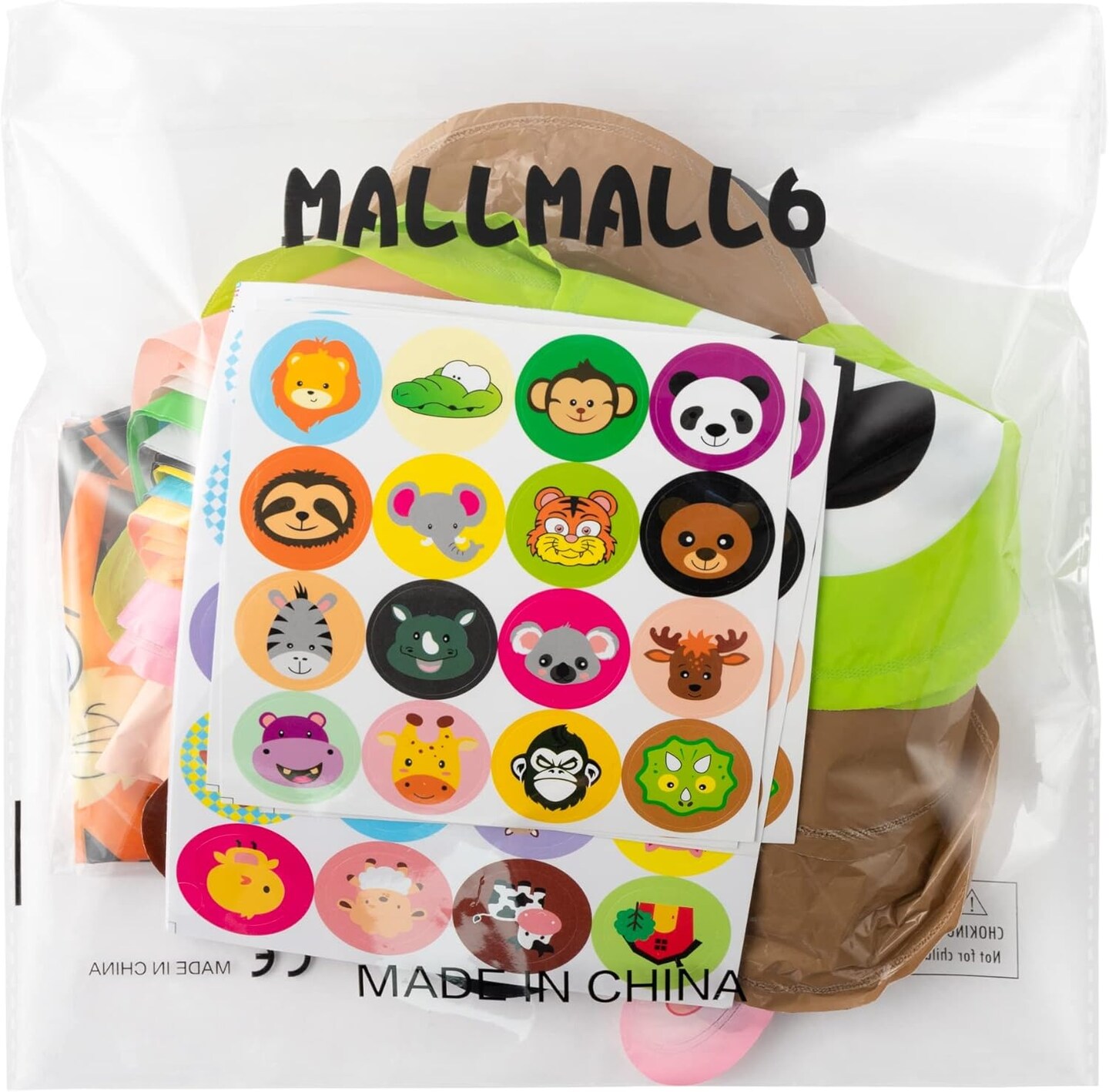 50p Zoo Animal Inflatable Headbands Wildlife Balloon Hair Hoop Include Forest Safari Farm Animals Jungle Theme Birthday Party Supplies with Animal Stickers Party Favors Costumes for Kids