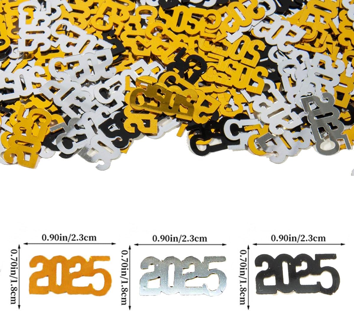 Gold Silver and Black Graduation Confetti 2025, 60g Class of 2025 Table Centerpiece Grad Confetti for 2025 Graduation Party Decorations Supplies