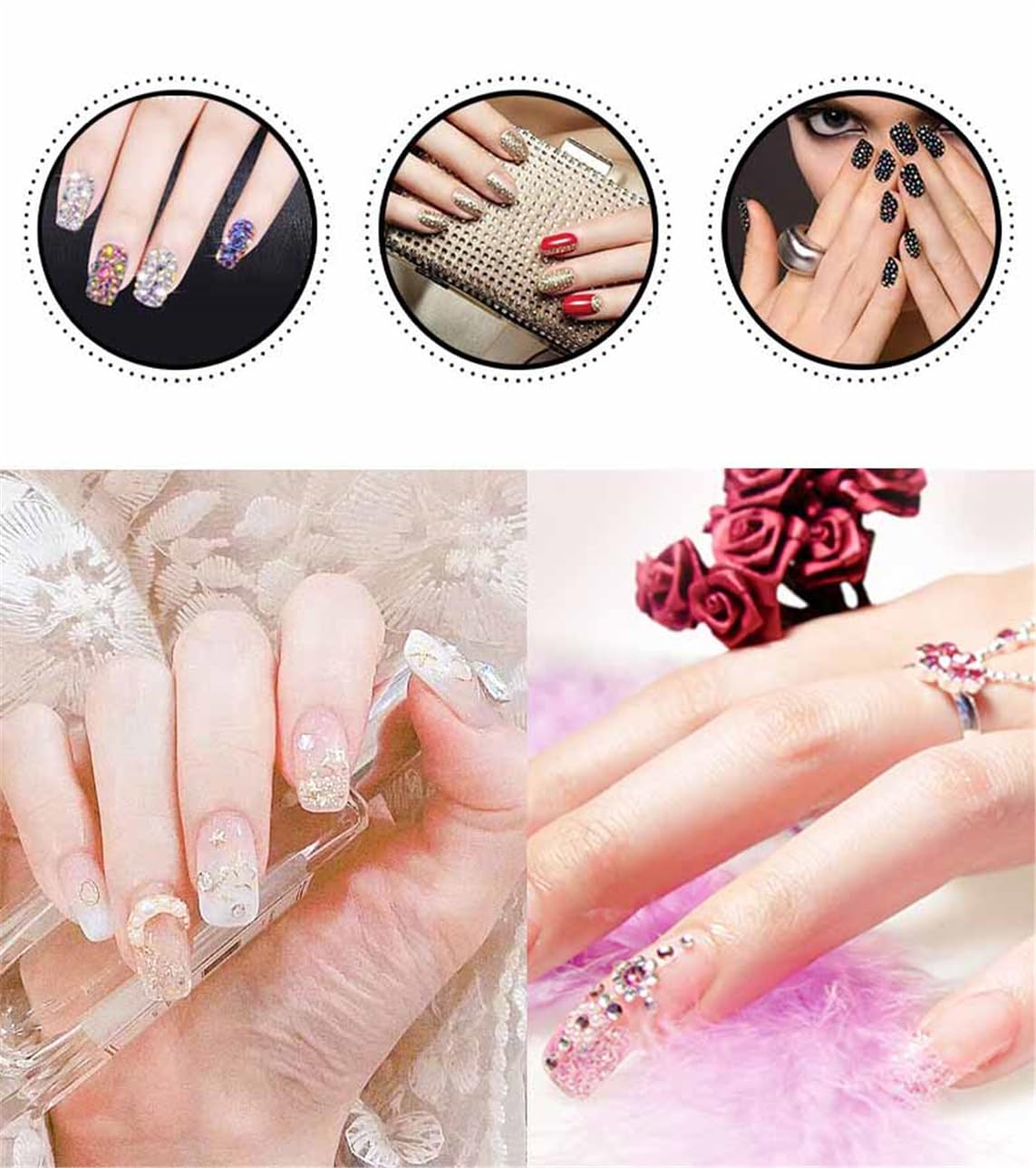 4500 Pcs SS12 3mm AB Flatback Rhinestones for Nails Art Crafts Glitter Round Shine Gems Crystals DIY Clothes Shoes &#xFF08;Black-Bottom Purple Red AB