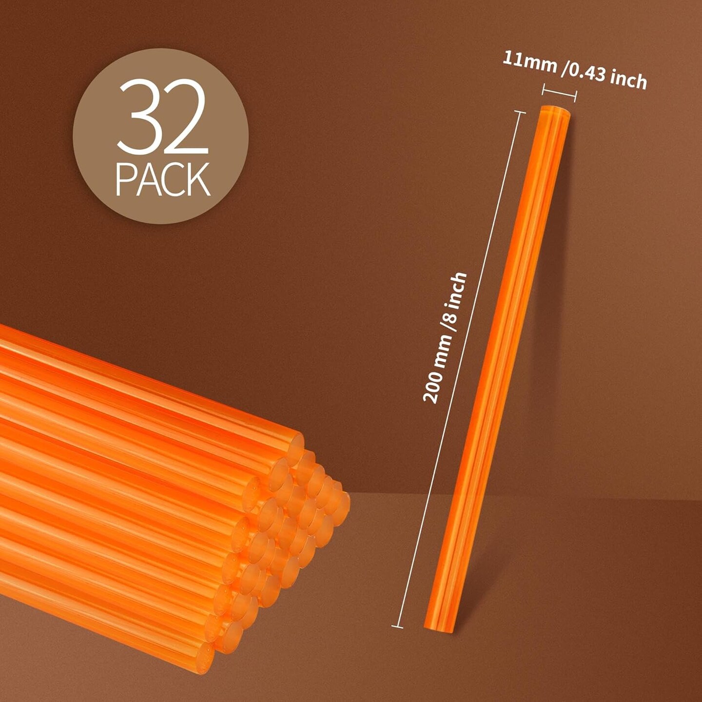 Yellow High Viscosity Hot Glue Sticks, 32 pcs, 0.43&#x27; Dia x 8&#x27; Long, for DIY, Arts, Crafts, Repairs