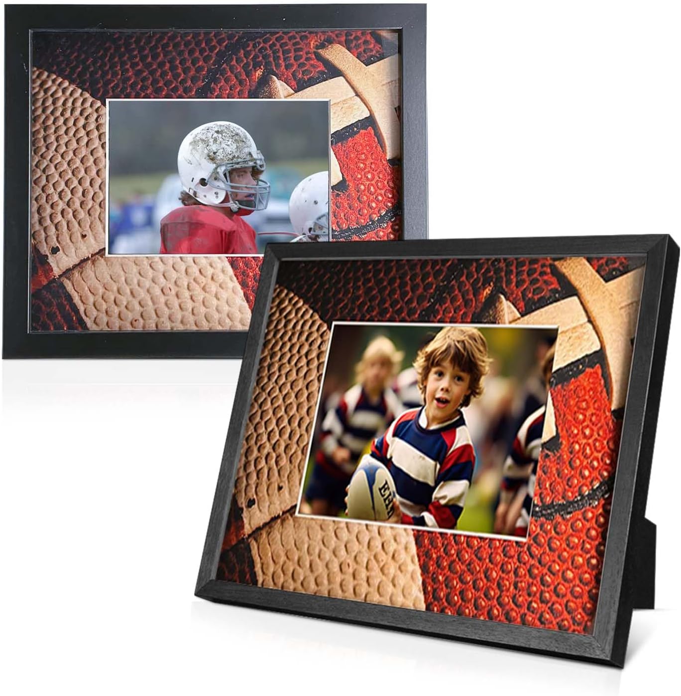 Football Picture Frame &#x2013; 5x7 Photo Display with Football-Themed Mat | 12x14.5 Frame for Wall or Tabletop