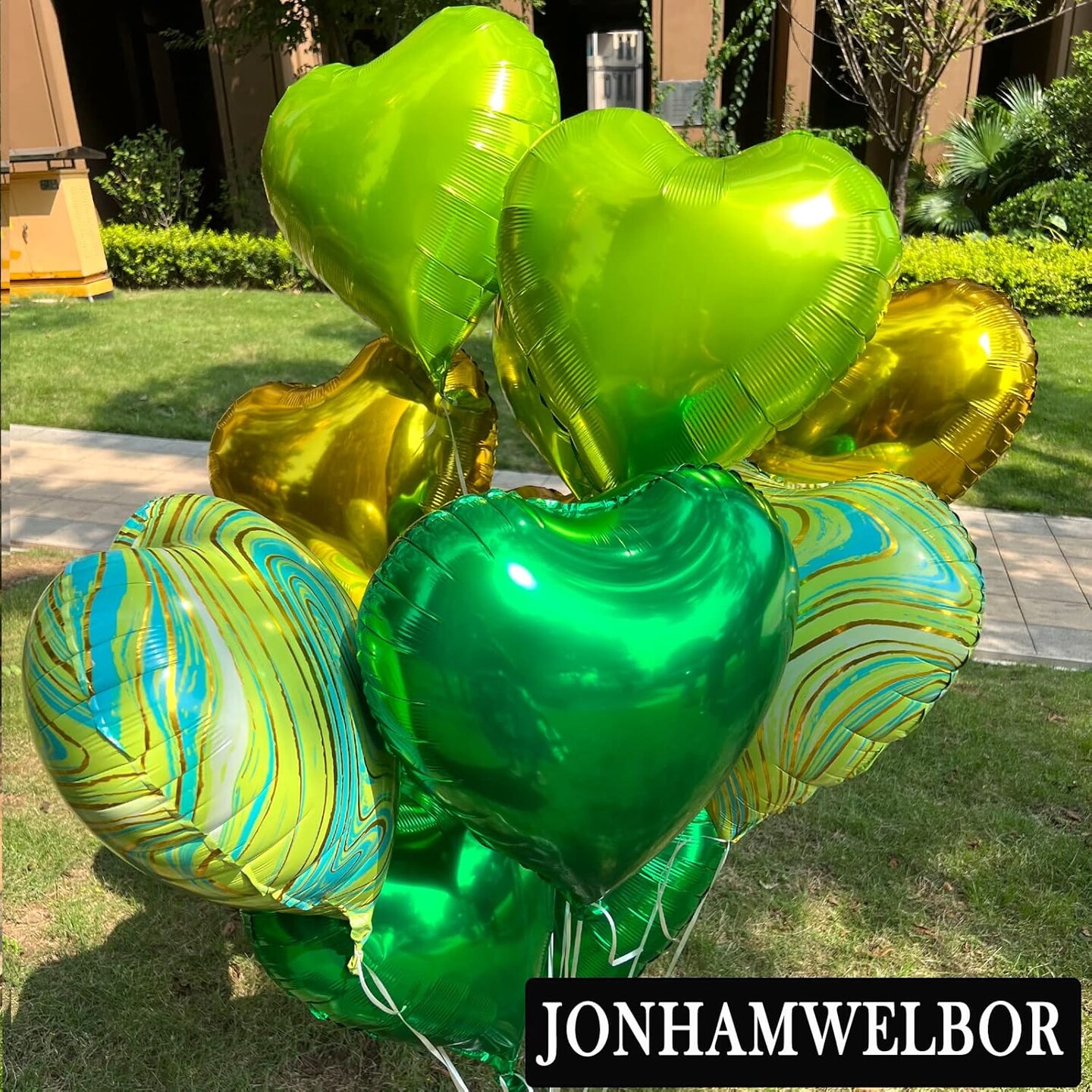 20Pcs 18 inch Green Foil Mylar Heart Shape Balloons Decorations Valentines Birthday Wedding Baby Shower Party (Emerald Green)
