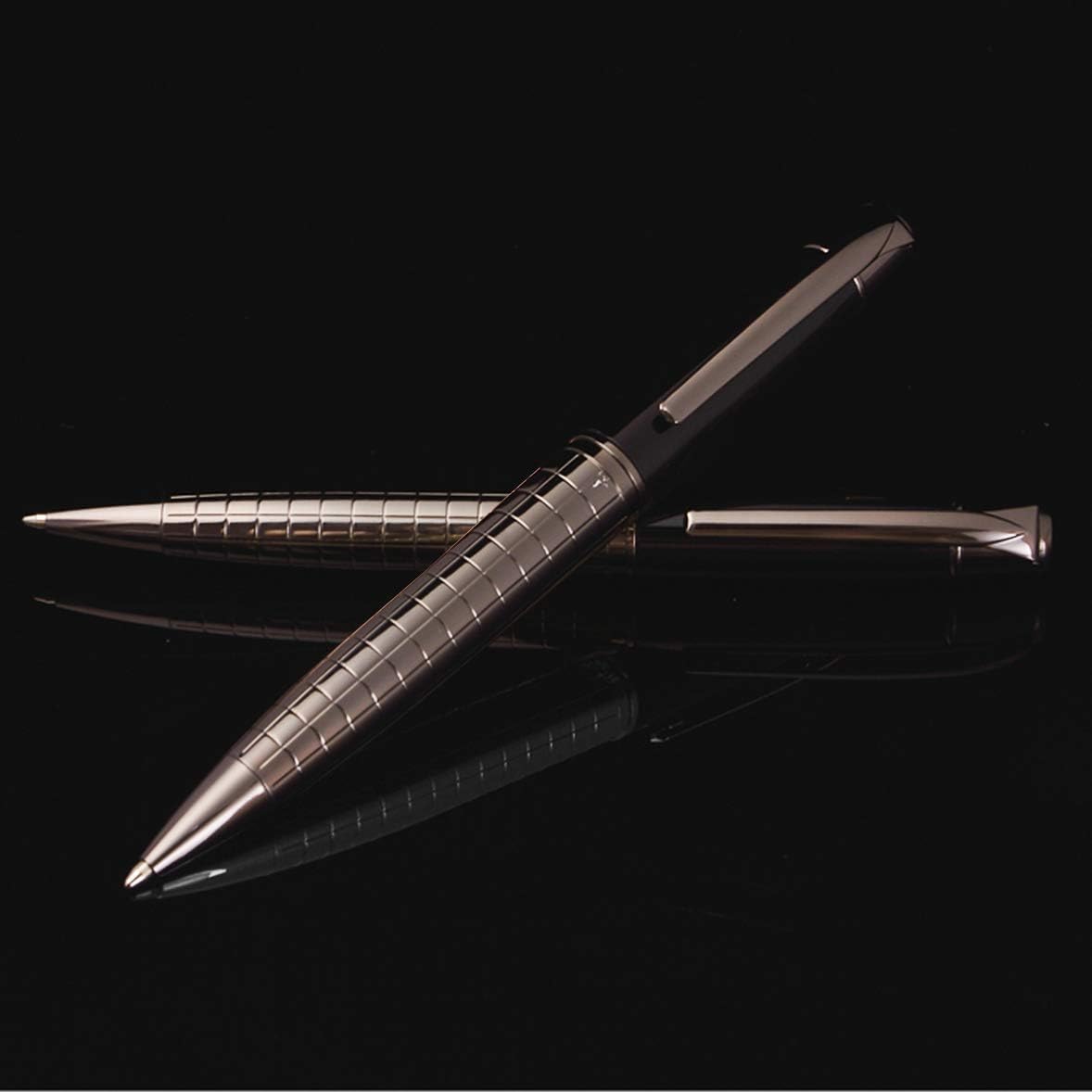 Ballpoint Pens Black Pens Medium Ball Point 1.0mm Smooth Writing Grip Metal Retractable Executive Business Office Fancy Nice Gift Pen for Men Women (Gun Black, 2 Pack 4 Refills)