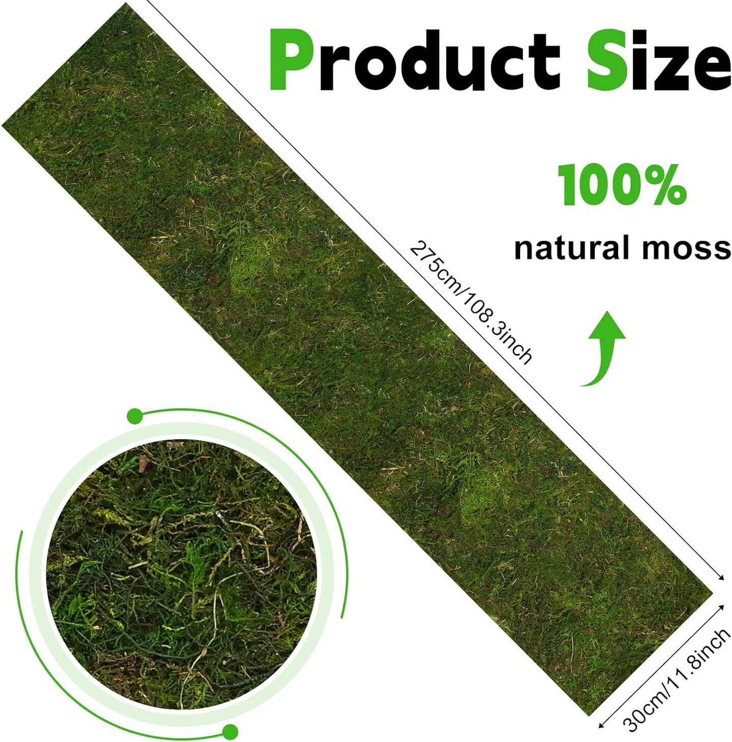 108&#x27;&#x27; x 12&#x27;&#x27; Moss Table Runner Dried Moss Sheet Roll for Crafts Preserved Moss Mat for Table Decoration Green Moss for Wedding Party Woodland Garden Fairy Decor