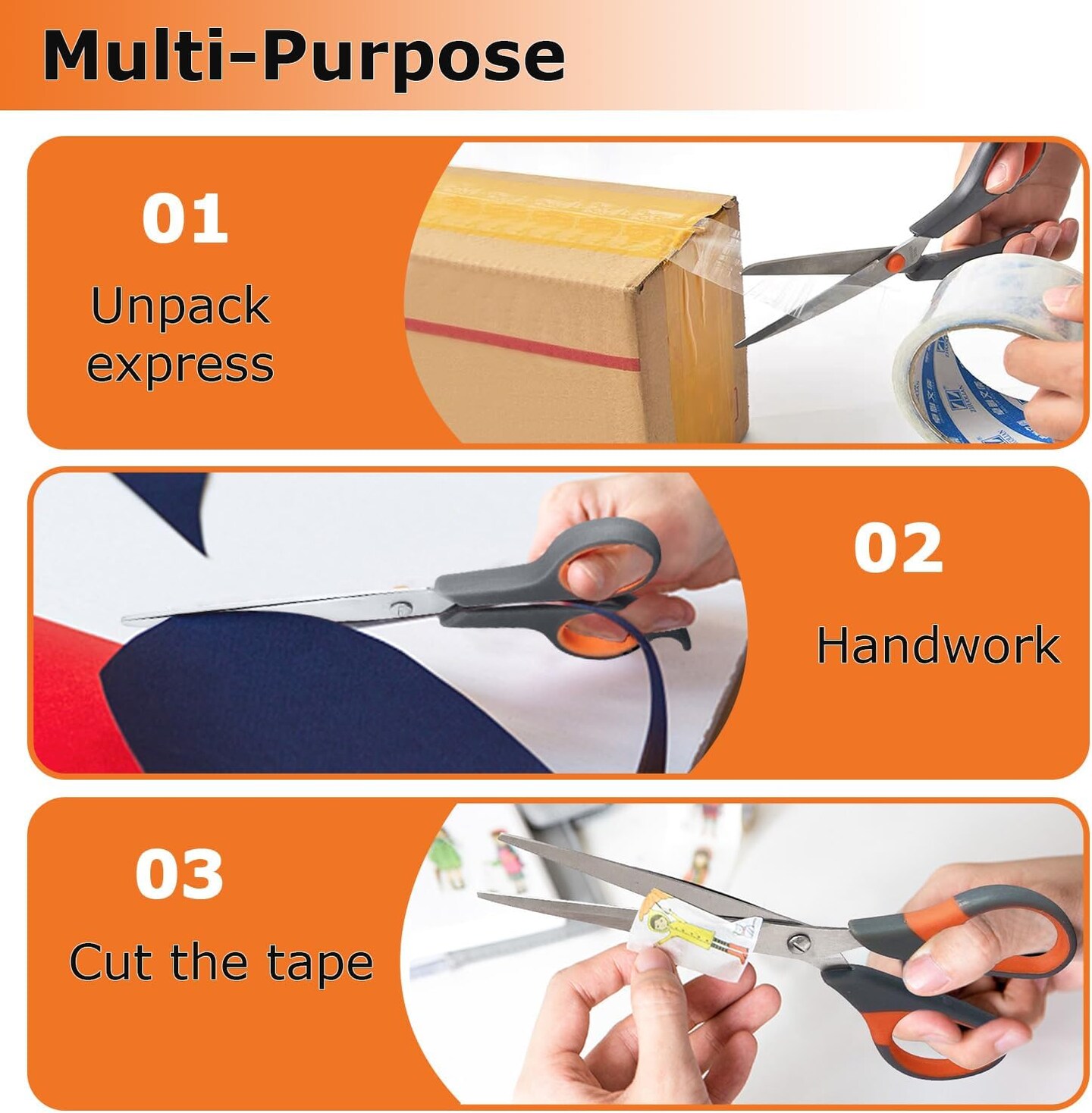 4-Pack Multipurpose Scissors Set – Ultra Sharp Soft Grip for Home, Office & Crafts