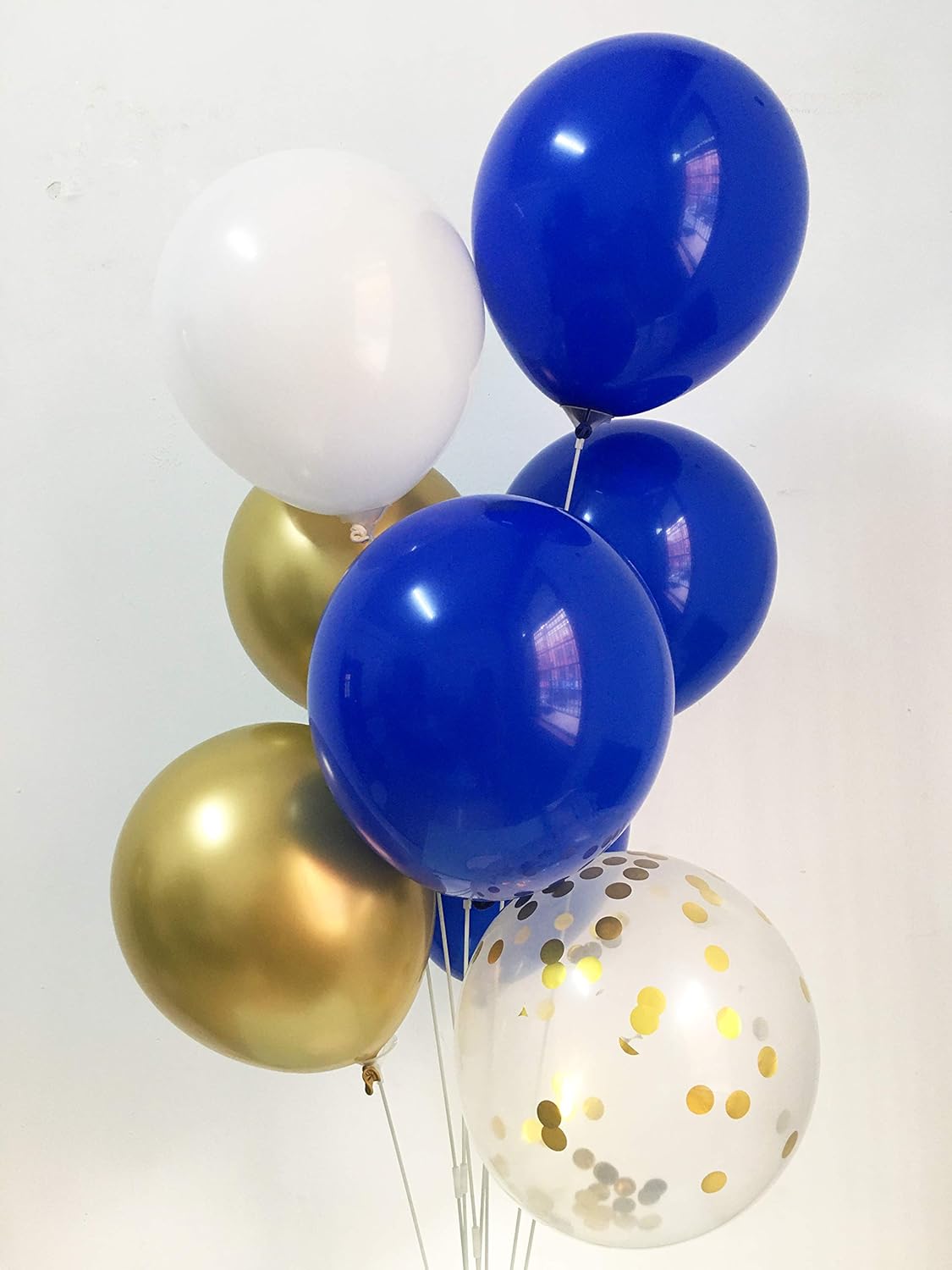 Royal Blue, White & Gold Latex Balloons 50pcs Party Decorations
