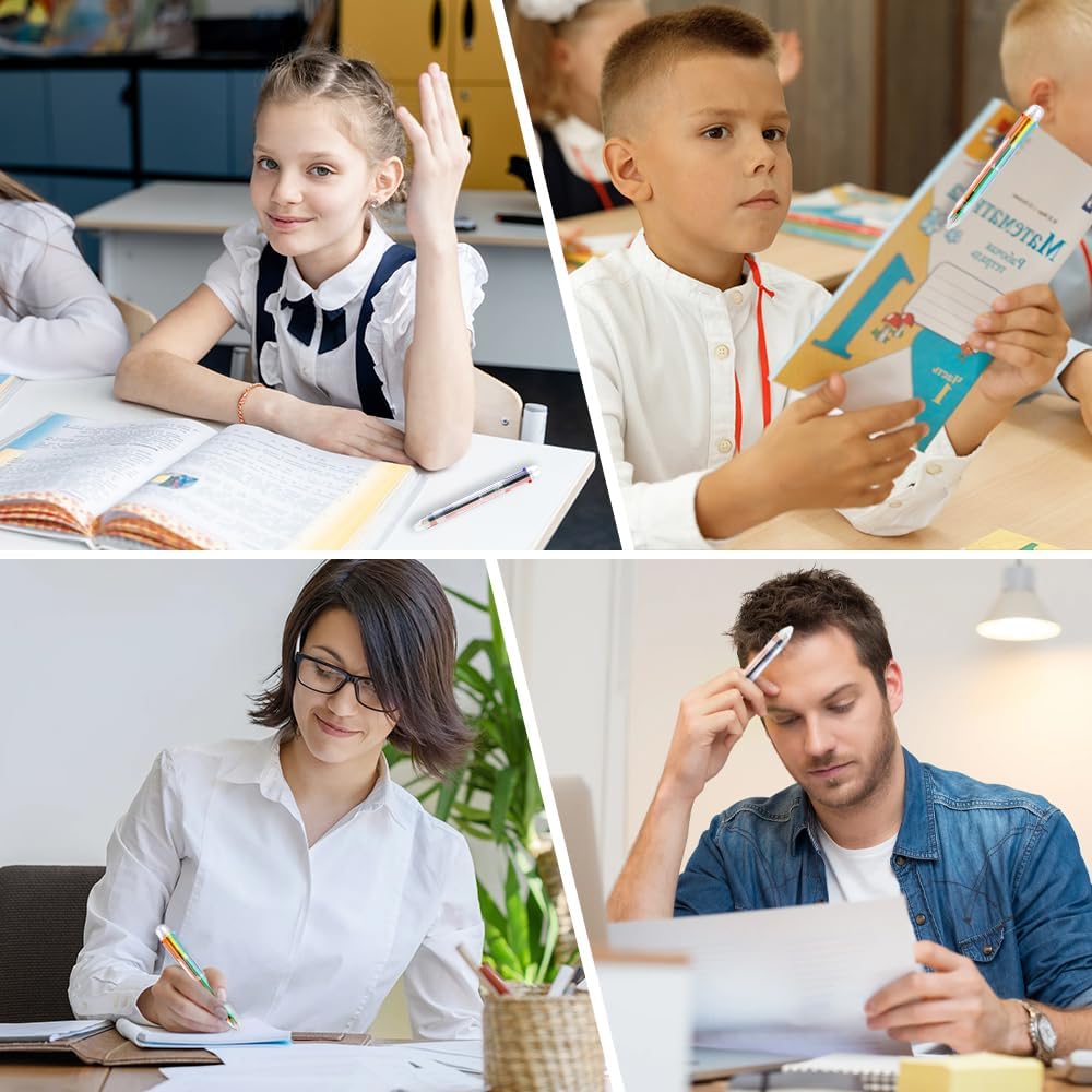 24 PCS Ballpoint Pens for School 6-in-1 Colored Pens Ballpoint