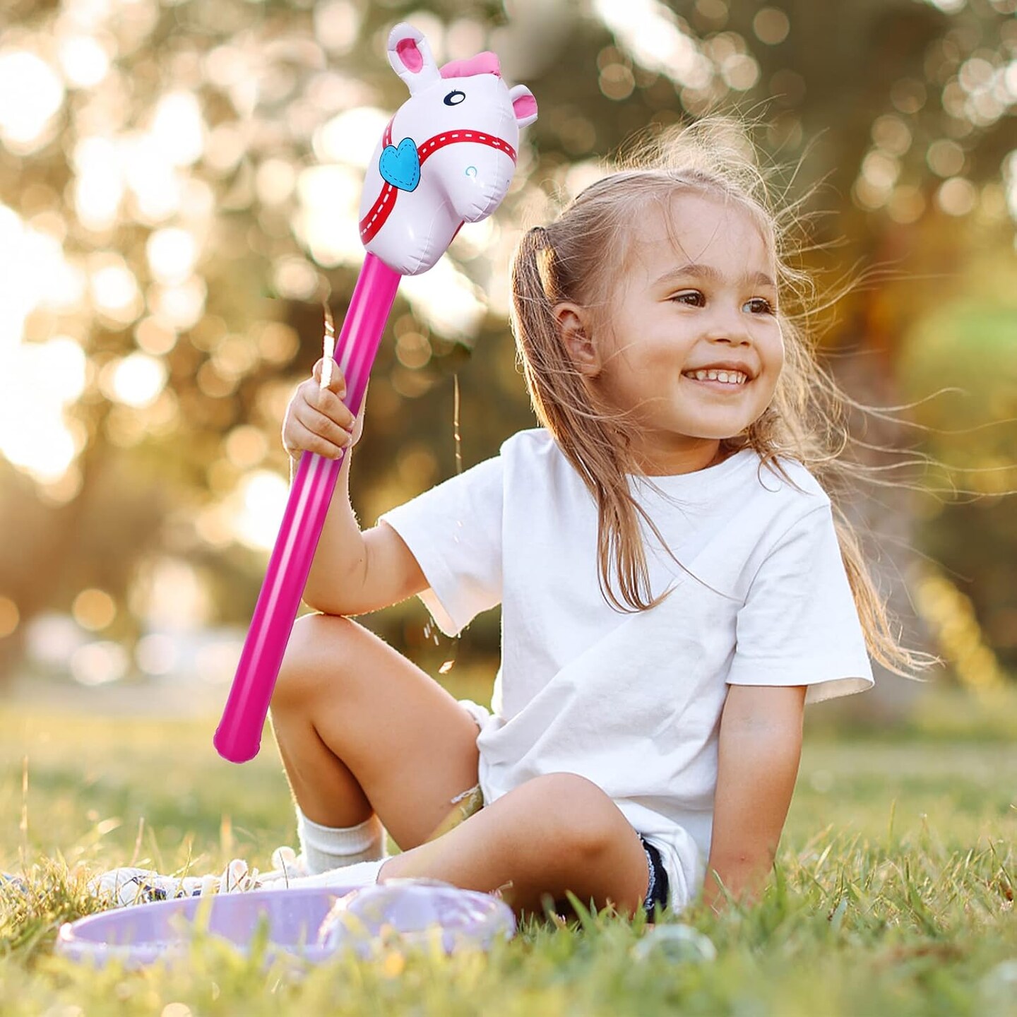 4 Pcs 40 Inch Inflatable Stick Horse Colorful Horse Head Stick Balloon Horse Birthday Party Supplies Pony Stick for Christmas Horse Themed Party Decorations Costume Stick