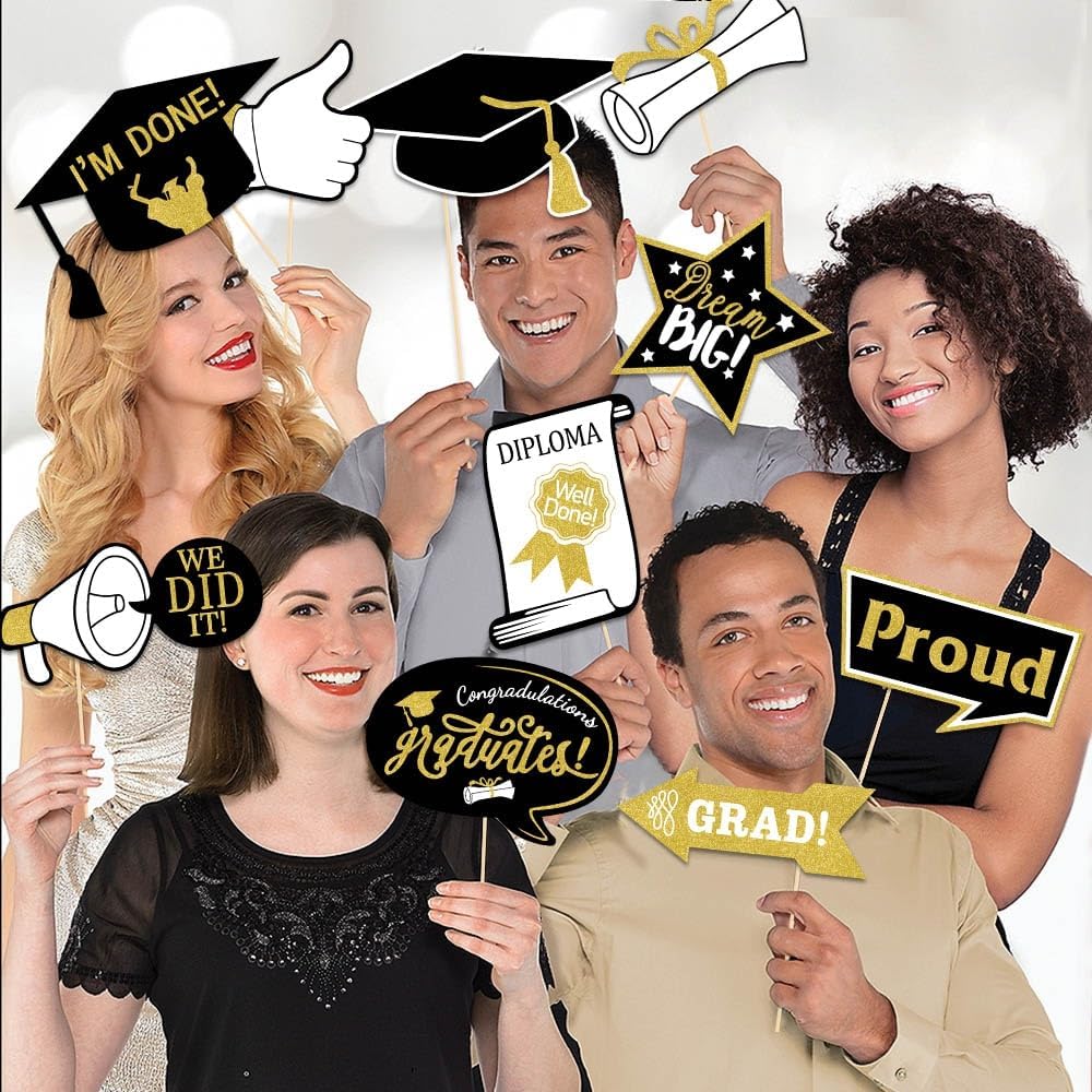 Grad Party Graduations 2025, 25PCS Graduation Photo Props, 2025 Graduation Decorations Photo Booth Props, Funny Grad Party Photo Selfie Decoration 2025 for High School University