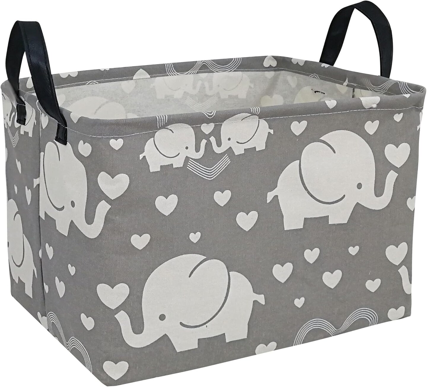Summer Storage Basket Shelf Storage Basket Organizer Box Clothes Laundry Hamper Toys Nursery Basket Baby Laundry Basket with Handles (REC-Love Elephant)
