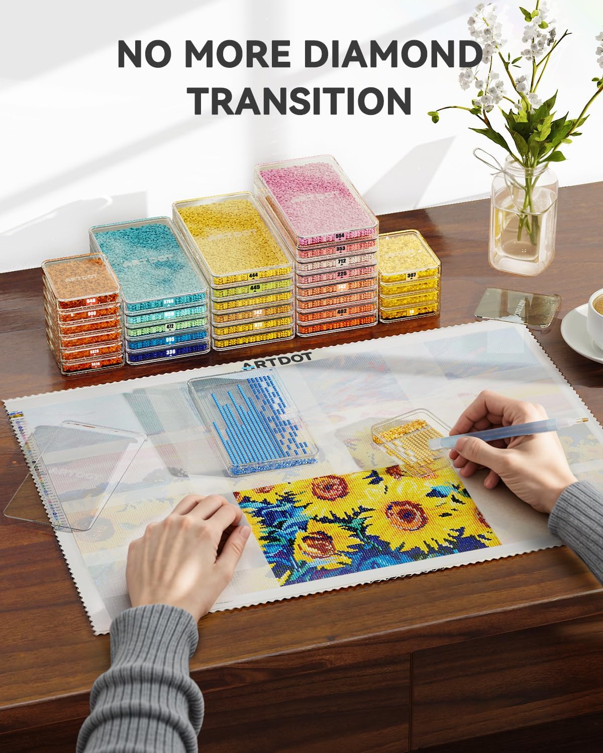 15-Piece Diamond Art Storage Trays Kits for Adults with Lids, 2-in-1 Stackable Diamond Painting Accessories and Tools