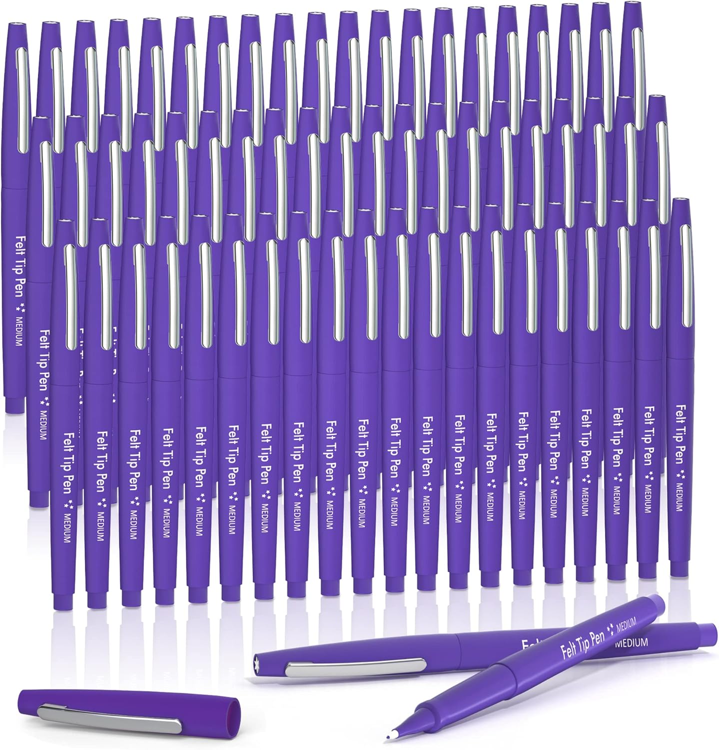 Felt Tip Pens, 60 Purple Pens, 0.7mm Medium Point Felt Pens, Felt Tip Markers Pens for Journaling, Writing, Note Taking, Planner, Perfect for Art Office and School Supplies