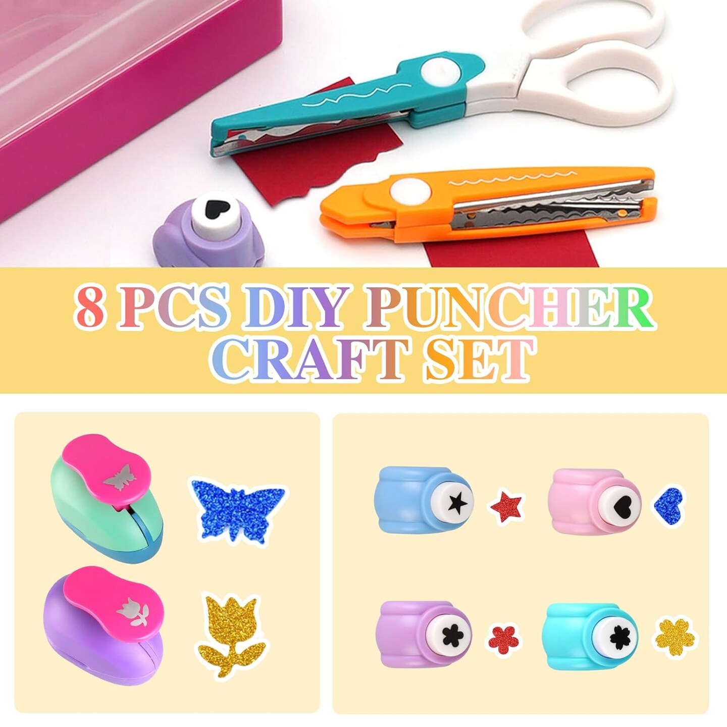 Creative Kids DIY Puncher Craft Set, Hole Punch Shapes, Craft Hole Punch for Kids, Multiple Style Paper Shape Cutters for Crafts