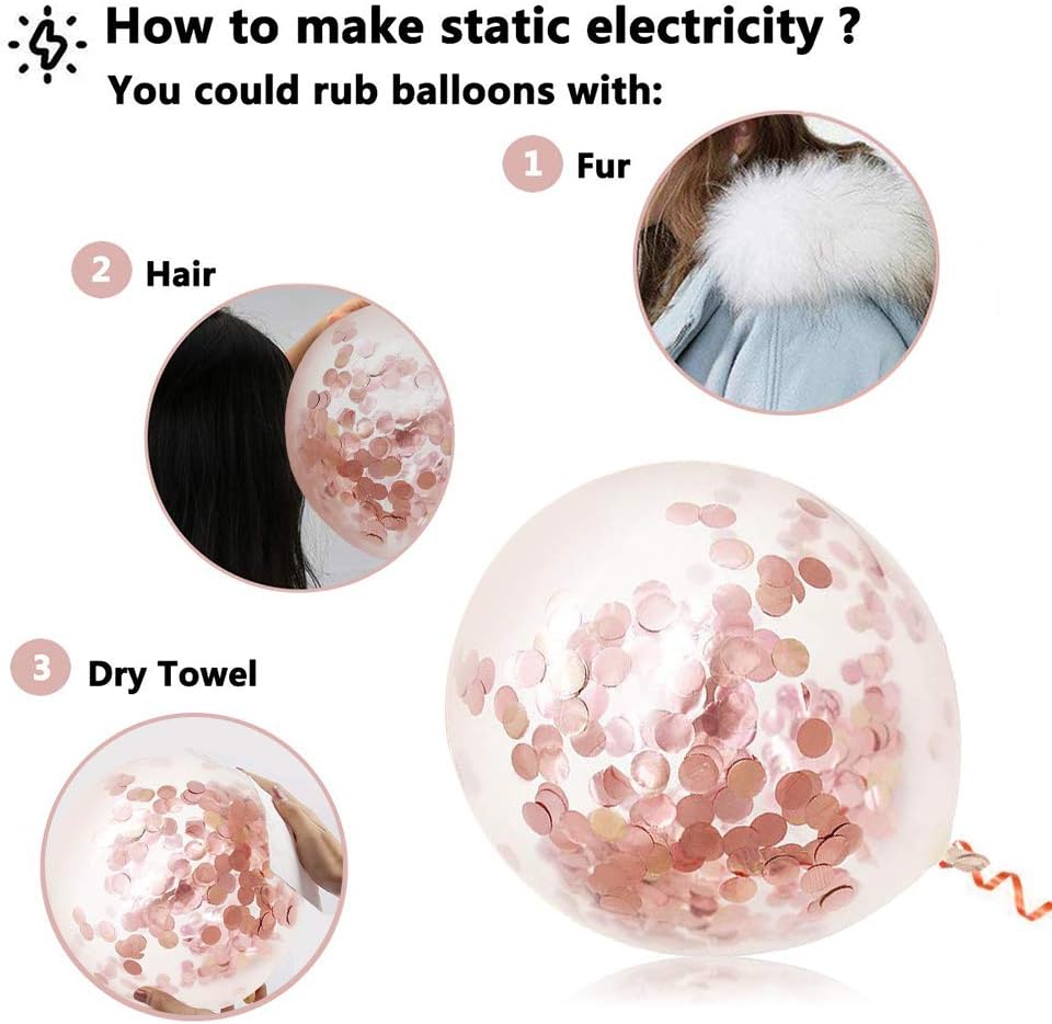 50-Pack Rose Gold Confetti Balloons 12in – Birthday & Wedding Party Decor with Ribbon