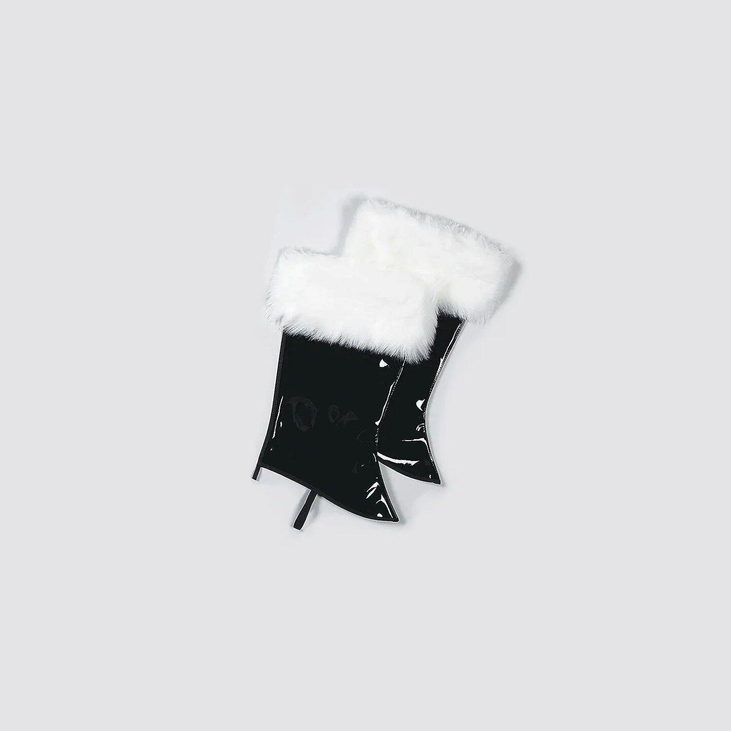 The Costume Center Patent Leather Santa Claus Fur Boot Top &#x2013; Size Large