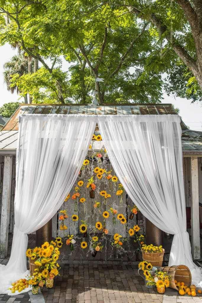 Artificial Sunflower Flowers Long Stem Silk Fake Large Sunflowers Decoration for Outdoor Home Wedding Baby Shower Birthday Party Single Bulk Yellow Decor 6PCS (Dark Center)