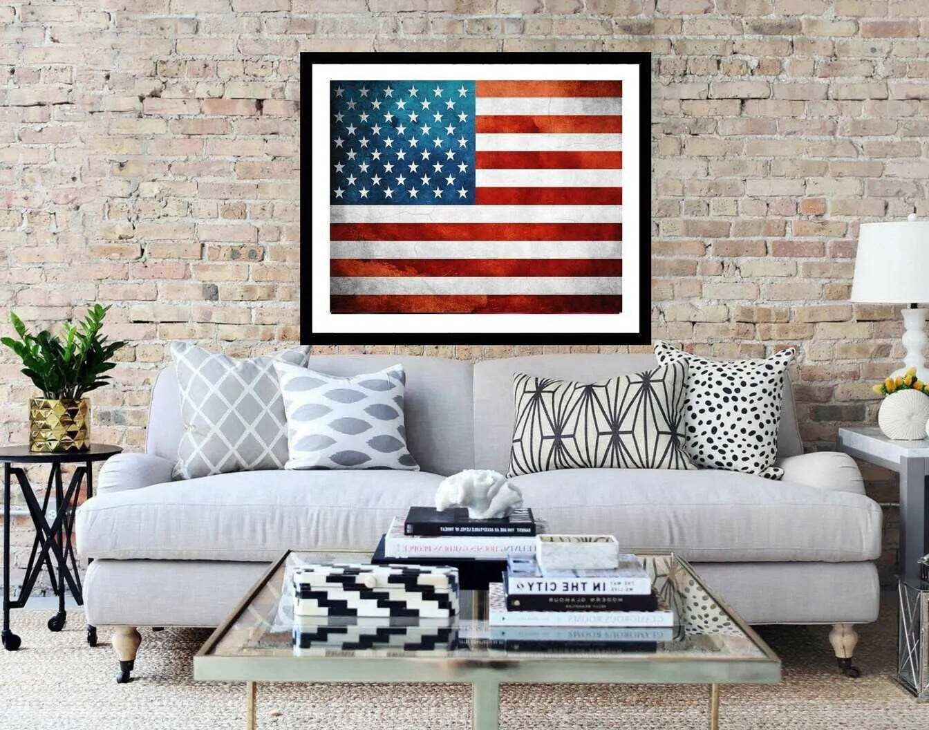 USA Flag State art Vintage American Flag Print