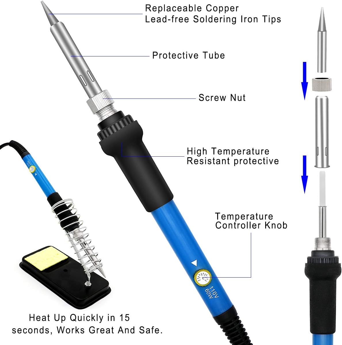 Wood Burning Kit 95pcs, West Bay Soldering Pen with Adjustable On-Off Switch Control Temperature Wood Burning Tool for Embossing, Carving, Soldering Tips, Carrying Box