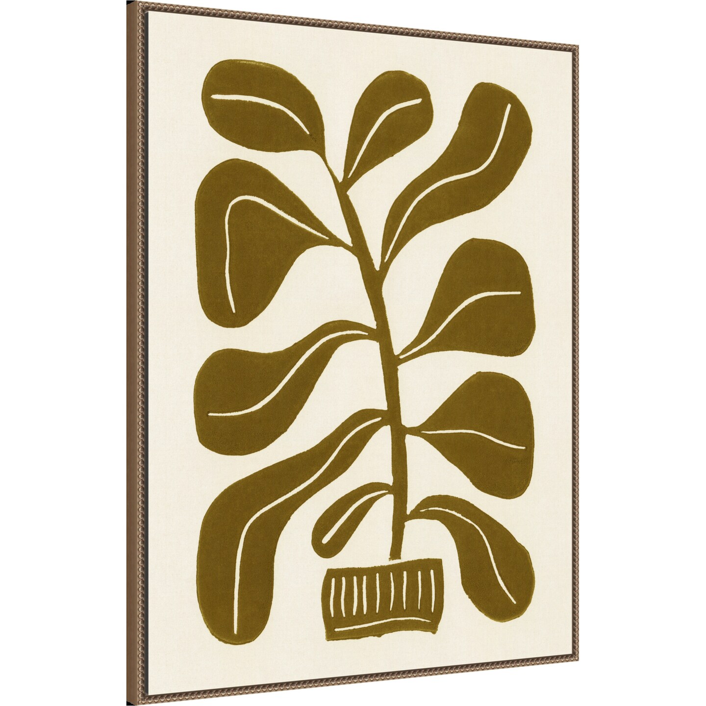 Linocut Houseplant No 2 by Alisa Galitsyna Framed Canvas Wall Art
