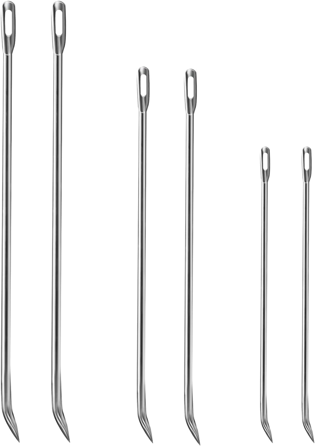 Meat Trussing Needles, Roasting Trussing Needles for Lacing Roast Turkey, Chicken, Pork Skin, Whole Hog, Lamb, and Rotisserie Pig; Two of Each Size 4.9/5.7/7inch, 6pcs in All
