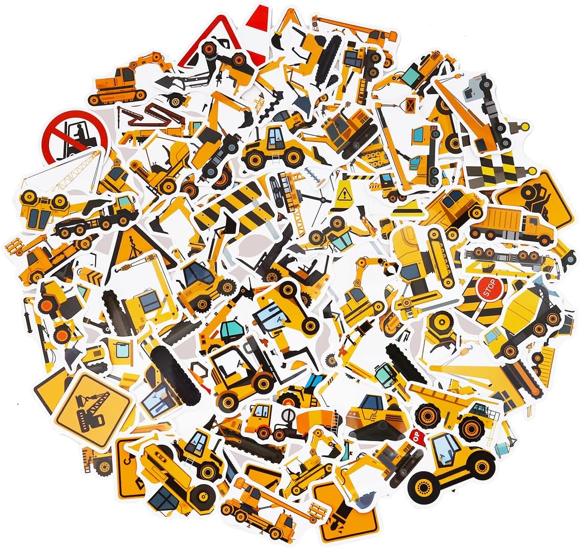 100 Pack Construction Stickers, Construction Party Favors, Birthday Decorations