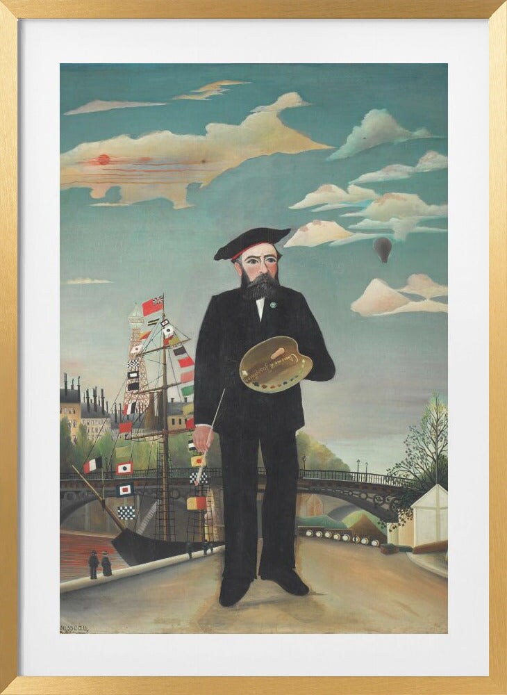 Self Portrait 1890 by Henri Rousseau Framed Art