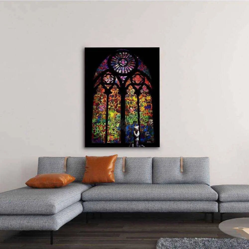 Stained Glass Banksy Graffiti Street art Home decor