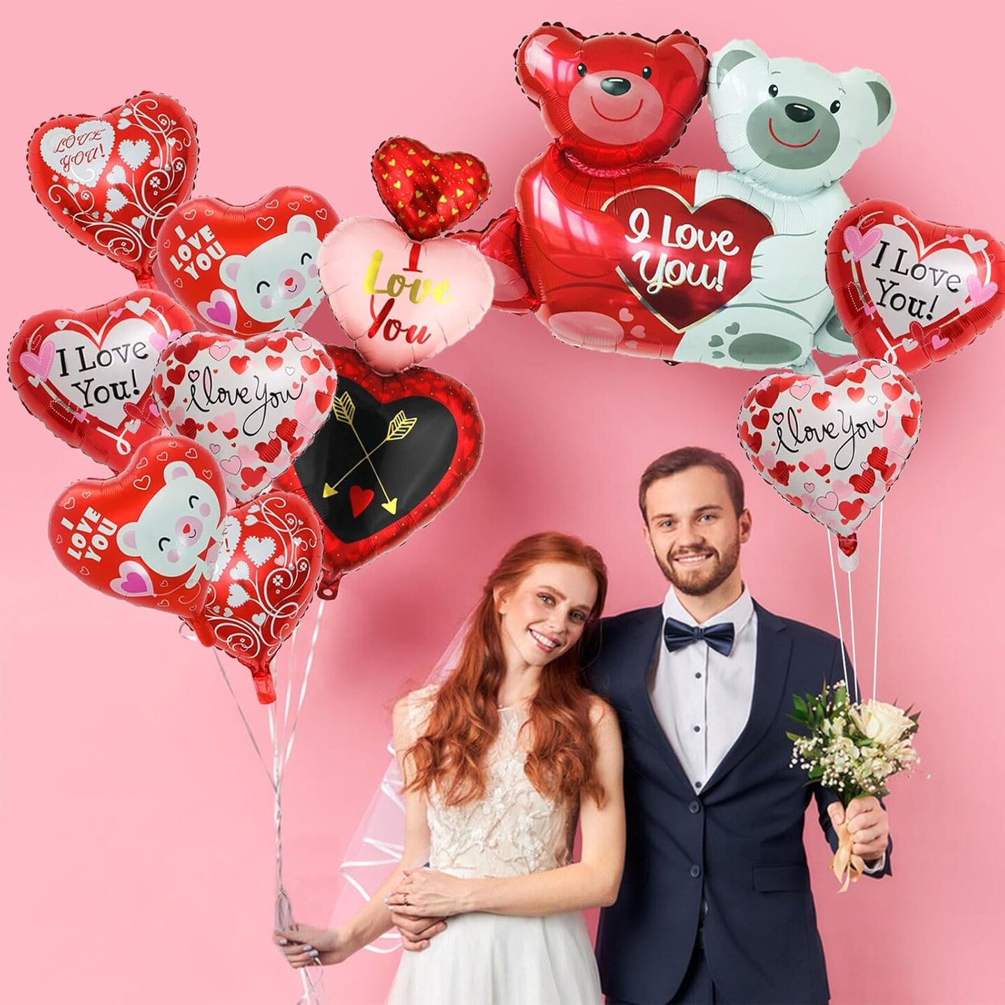 10-Pack I Love You Red Heart Mylar Balloons – Valentine’s Day, Anniversary & Wedding Decor