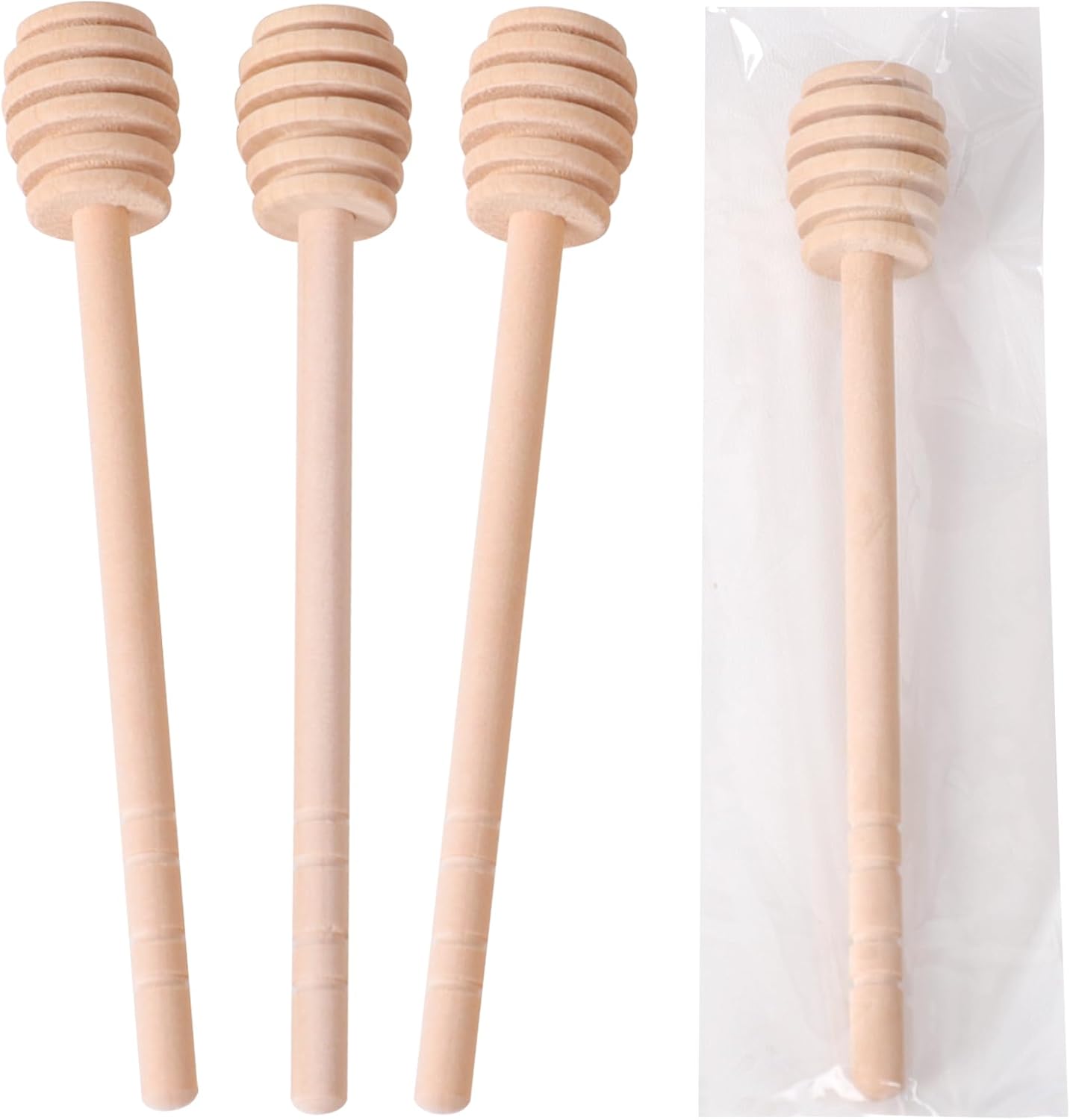 22 PCS Wooden Honey Sticks Dipper 6 Inch, Individually Wrapped Mini Honeycomb Honey Stirrer Stick For Honey Jar Dispense Drizzle Honey and Wedding Party Favors Gift