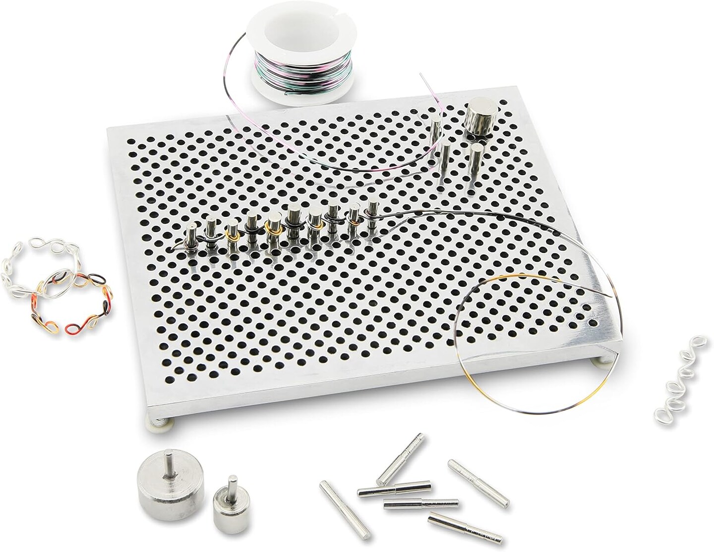 Deluxe Jig Kit - 5x4 Inch Aluminum Wire Bender Jig with 30 Adjustable Pegs, 6 Patterns Included, Perfect Jewelry Making Tools for Wire Wrapping Kit and Craft Creation