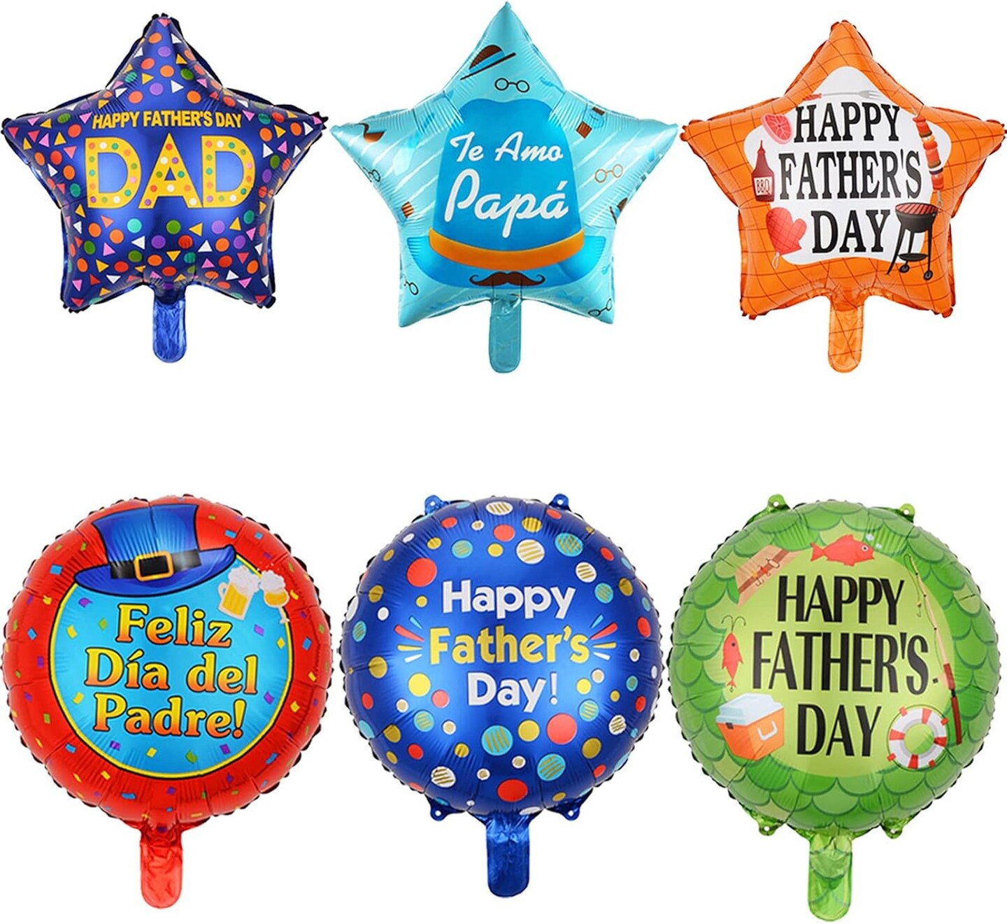 18Pcs Happy Father's Day Balloons Happy Father's Day Foil Balloons 18 inch Father's Day Dad Birthday Best Dad Ever Party Decoration Supplies