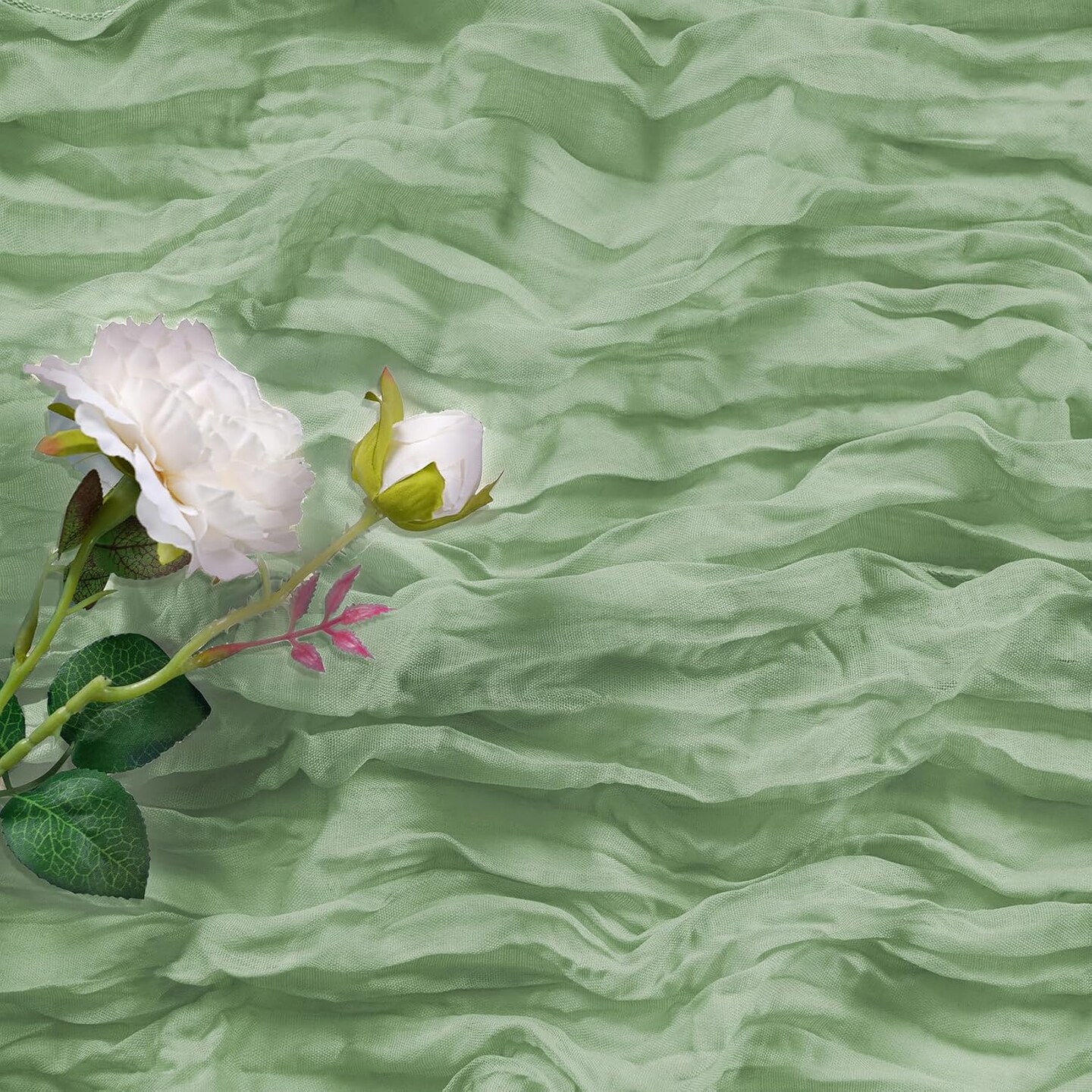 30-Pack Sage Green Cheesecloth Table Runner, 17x108" for Weddings & Parties.