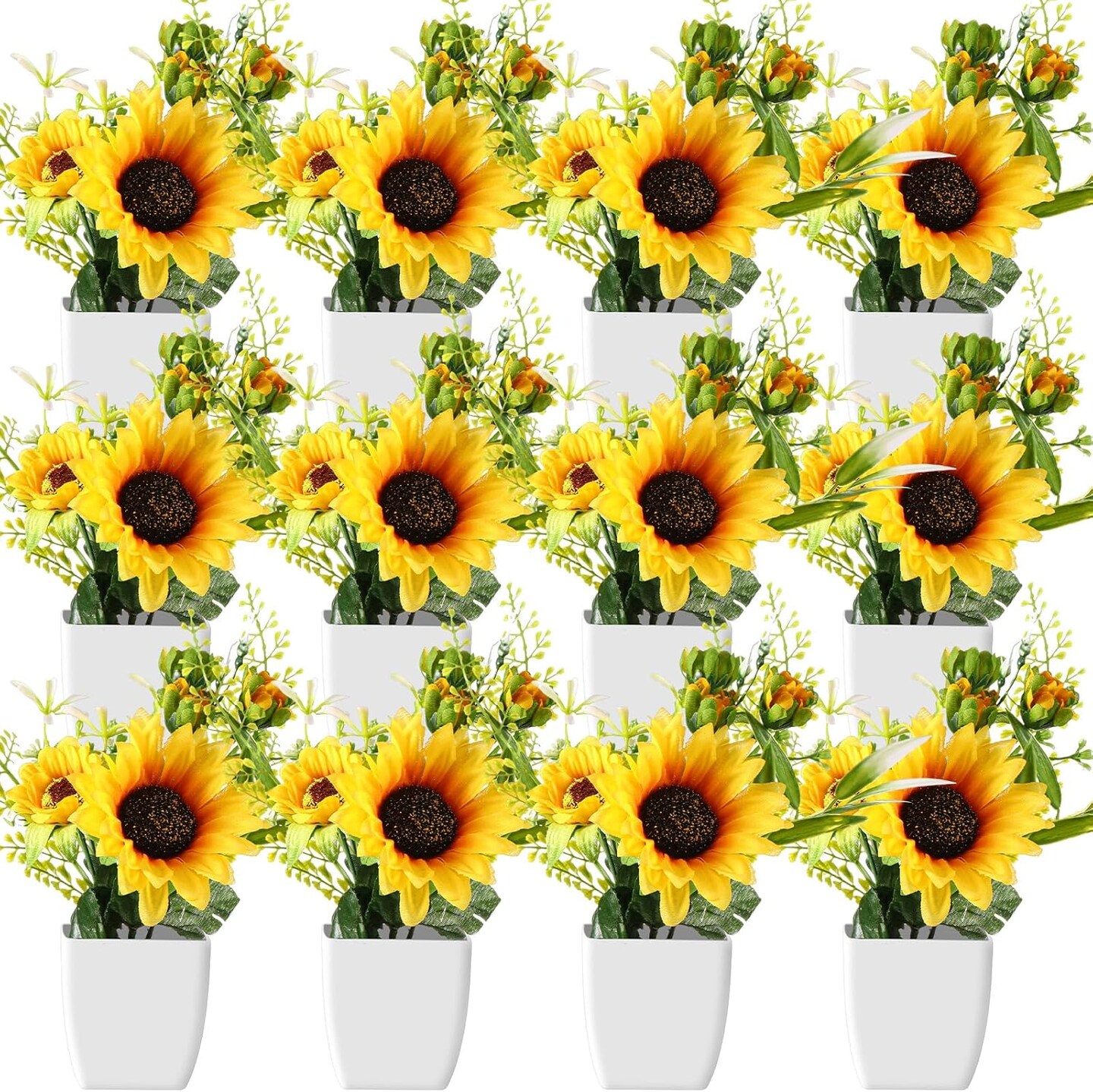 12 Pcs Small Summer Fake Plants Artificial Potted Plants Table Centerpieces